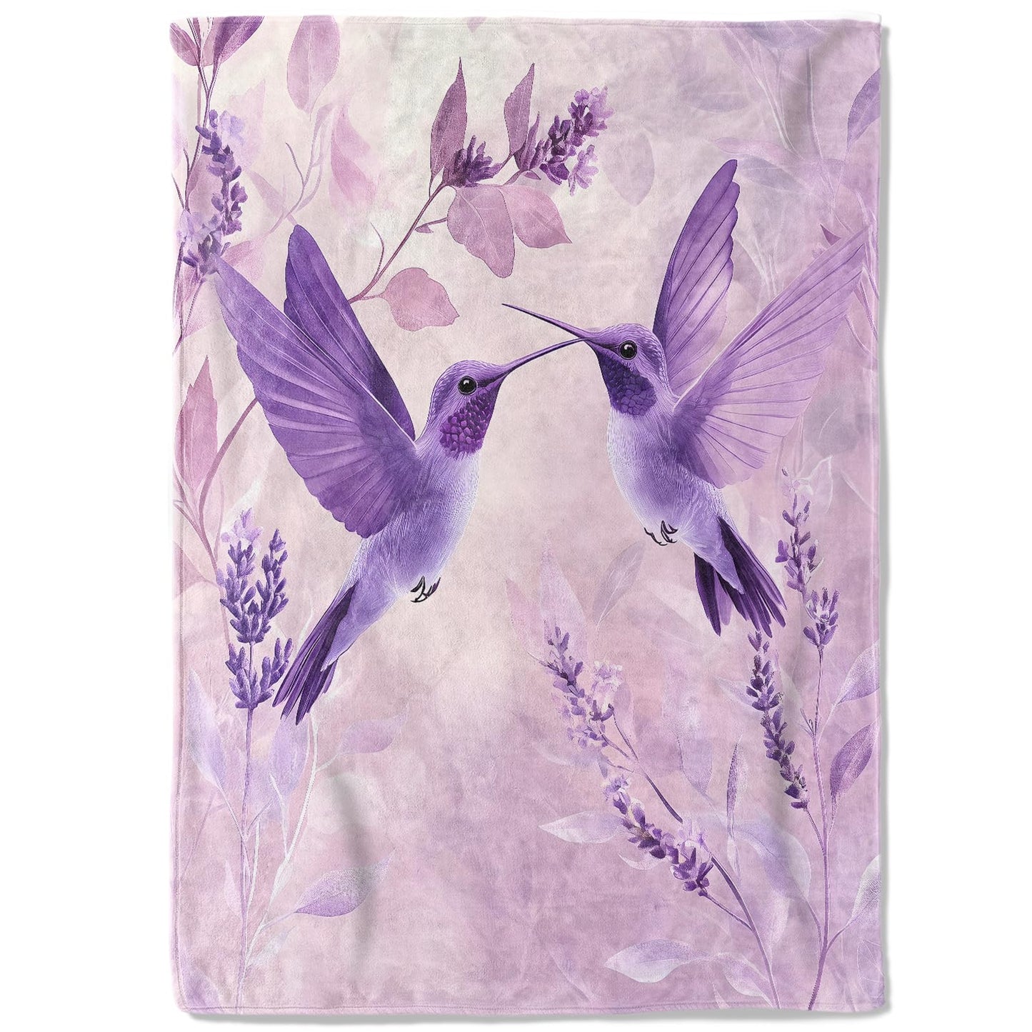 coedoaes Purple Hummingbird Fleece Blanket - 50x60in Cute Bird and Lavender Floral Throw Blankets,Soft Cozy Lightweight, Ideal for Living Room Home Rustic Decor and Kids Women Girls Spring Gifts