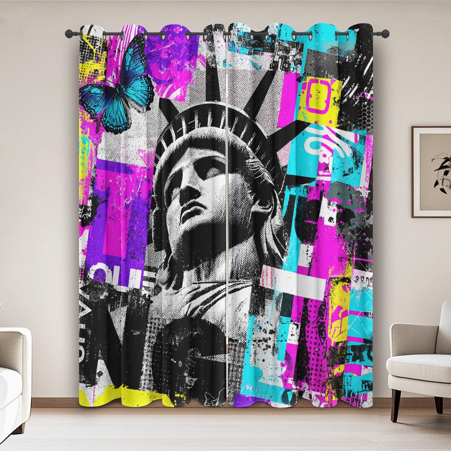Graffiti Blackout Curtains for Bedroom Living Room Abstract Street