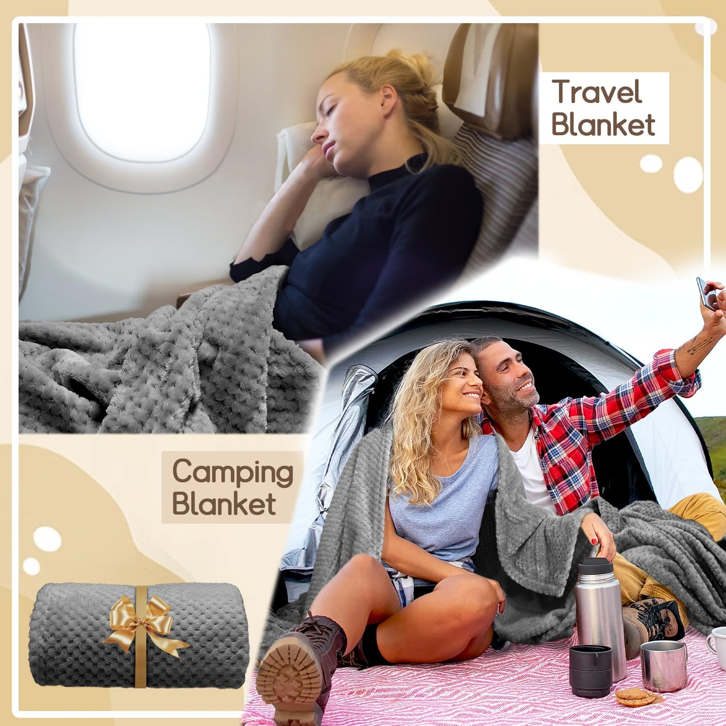 Tewloss 8 Pack Fleece Throw Blankets 50x60 Inches - 240 GSM Ultra Soft Plush Flannel for Bed Couch Sofa, Lightweight Warm 3D Waffle Texture, No Shedding No Pilling All Season Throw(Dark Gray)
