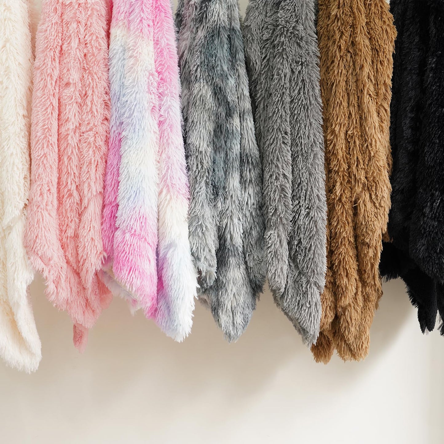 PHF Luxury Fuzzy Faux Fur Twin Blanket, Soft Shaggy Plush Comfy Blanket, Warm Thick Fluffy for Couch, Bed, Chair, Sofa, Furry Elegant Throw for Home Decor, Taupe, 60" x 80"