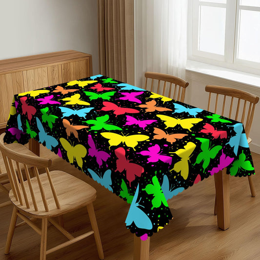 XIOURERY Multicolored Butterflies Table Cloths Decorative for Dining Room, Colorful Butterfly Washable Tablecloth for Home, Restaurant, Outdoor Party Table Cover 54x72 Inch