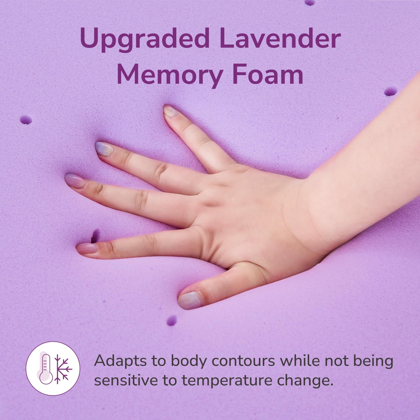 3 Inch Queen Lavender Infusion Memory Foam Mattress Topper for Relaxing Sleep, Ventilated & Pressure Relieving, CertiPUR-US Certified, Medium Firm Topper in a Box, Queen Size, 60"x80"