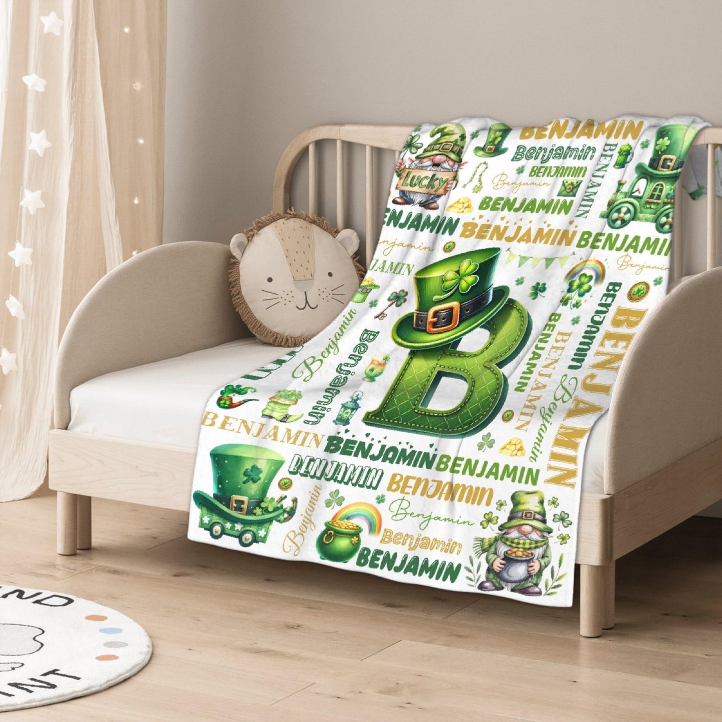 Personalized St Patrick's Day Blanket Soft Fuzzy Flannel Throw 40"x30" Decor for Bed Sofa