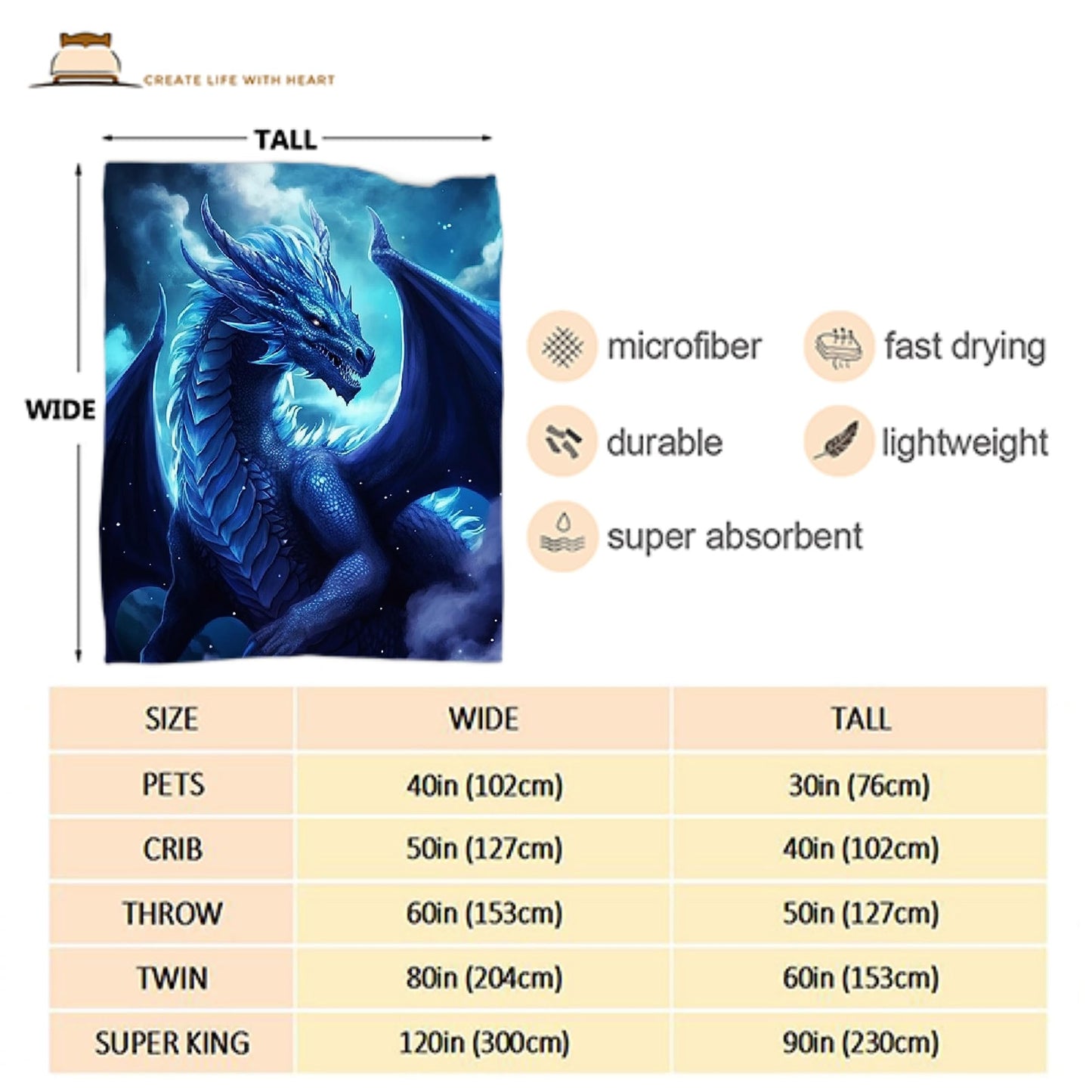 Blue Dragon Throw Blanket for Kids Dragons Lovers Boys Girls Under 15 Adults Woman Men - Flannel Fuzzy Soft Dragon Print Merchandise Lap Blanket Sheets Gifts - 50"X40" Decor for Living Room Sofa Couch