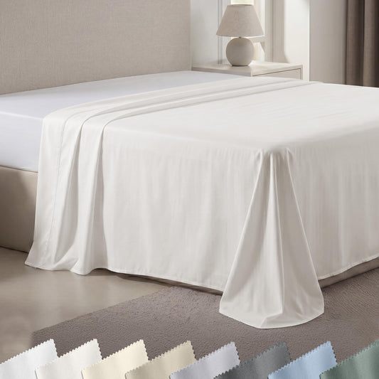 California Design Den Luxury King Size Flat Sheet Only - 100% Cotton, 600 Thread Count, Soft and Breathable Top Sheet, Sateen Weave, Hotel Quality - True Ivory