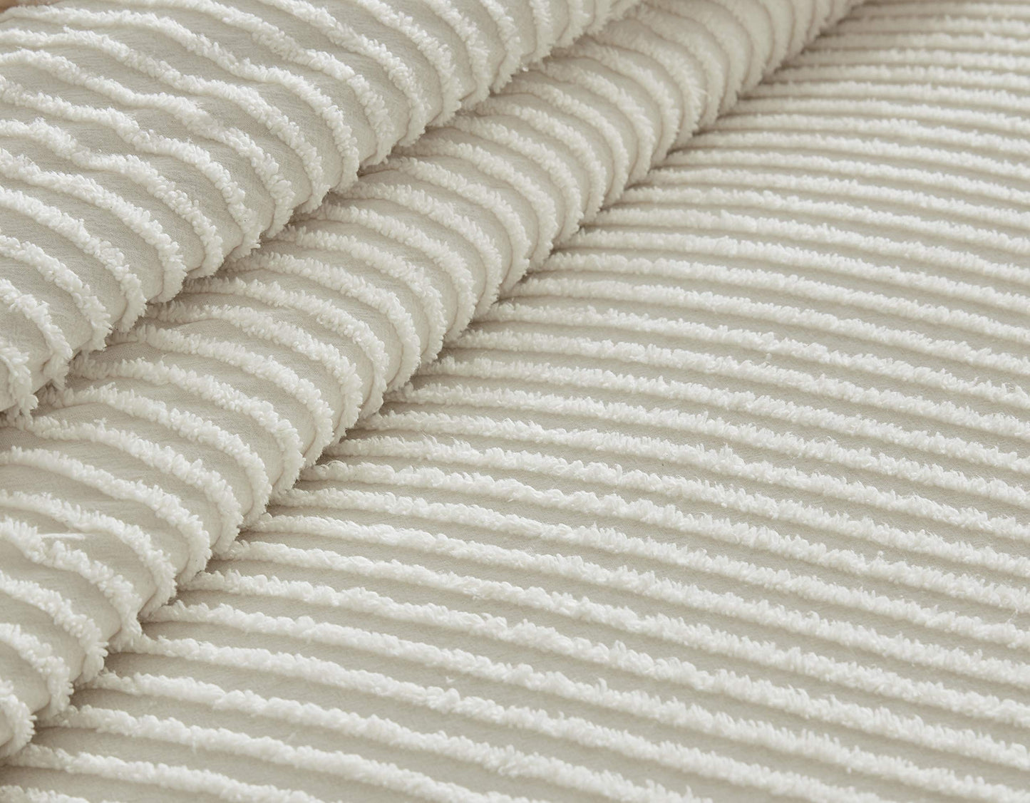 Beatrice Home Fashions Channel Chenille Bedspread, Queen, Ivory