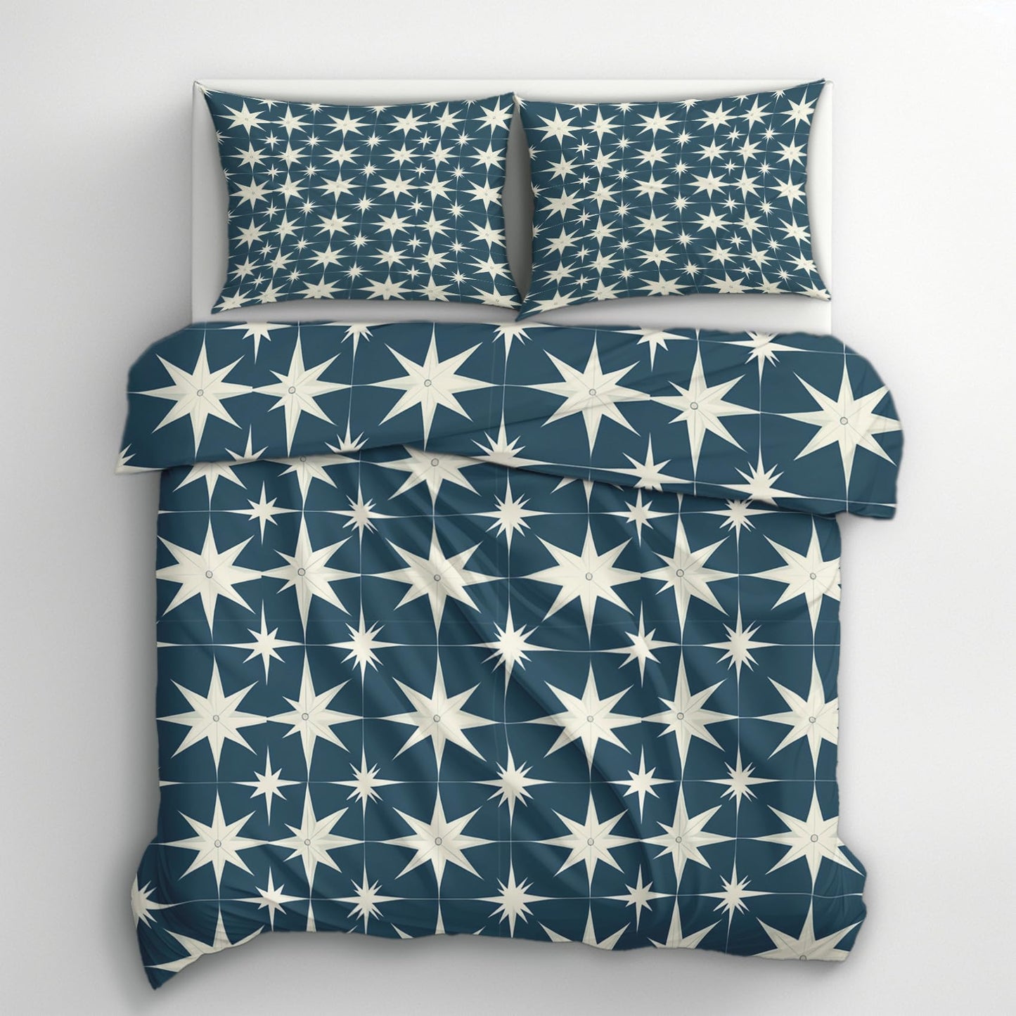 zcwl Mid Century Modern Duvet Cover Queen Size | 50S Retro Abstract Bedding Set | 3 Piece | Soft Microfiber Patterned Comforter Cover with Zipper Ties & 2 Pillowcases | Starburst Bedroom Decor
