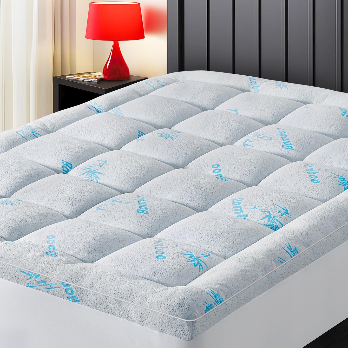 KELTARO Mattress Topper Queen Size,Viscose Made from Bamboo Extra Thick Mattress Pad 8-21" Deep Pocket Soft Down Alternative Fill Mattress Protector Pillow Top Mattress Cover(60x80 Inches)