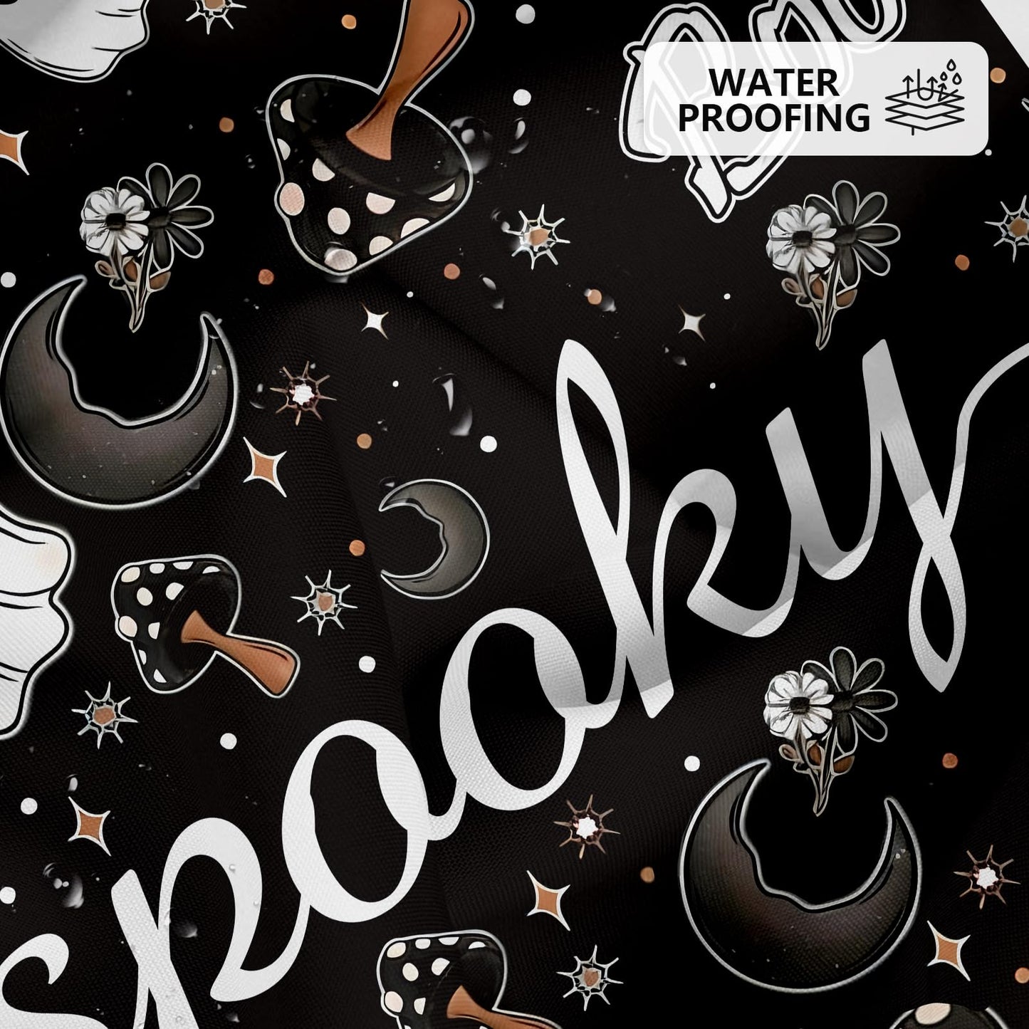FAMTUDE Floral Halloween Shower Curtain,Black Spooky Cute Funny Ghost Boo Shower Curtains for Bathroom,Waterproof Home Decor with 12 Hooks,72 X 72 Inches