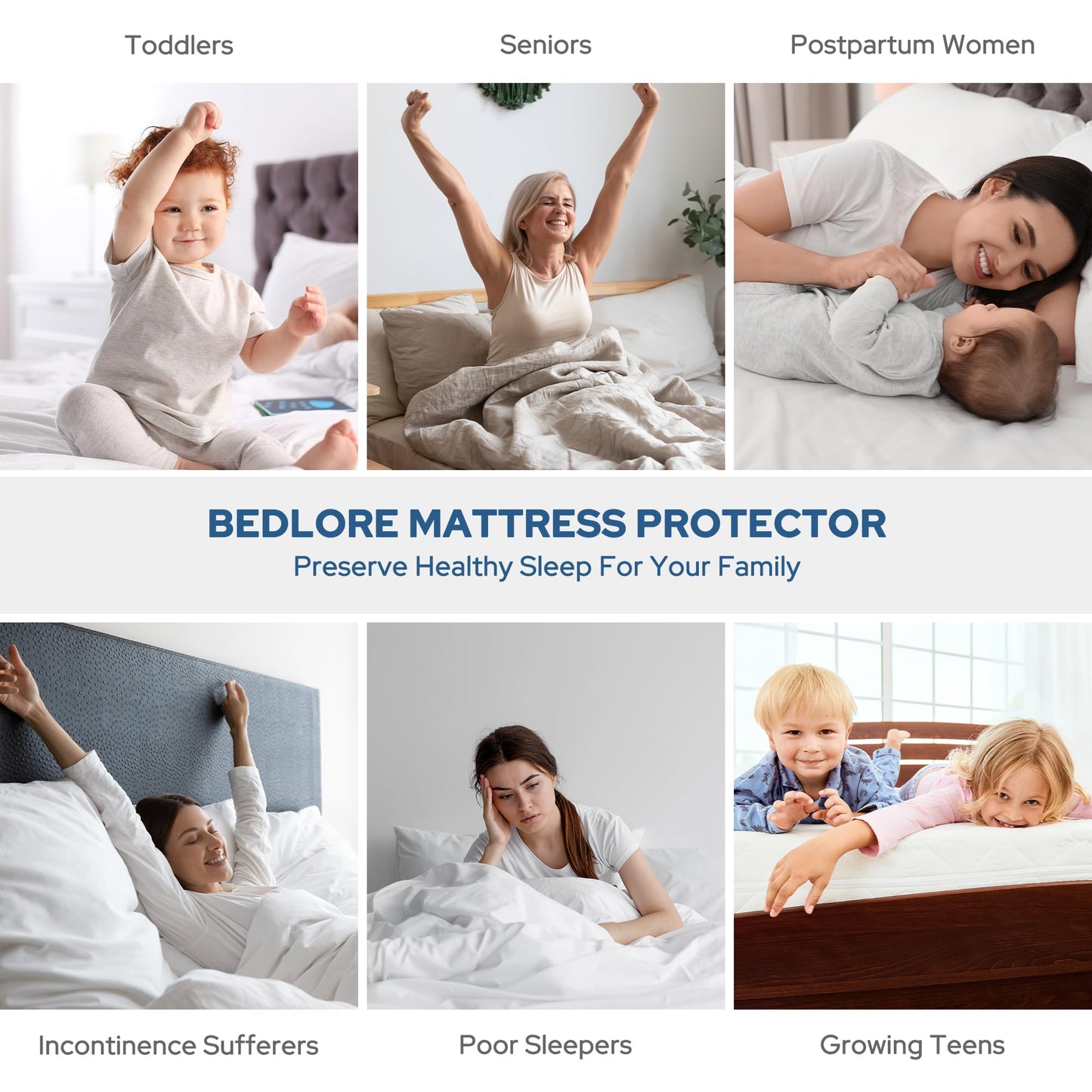 2 Pack Waterproof Mattress Protector, Queen Size Mattress Pad Noiseless with Deep Pocket 6"-18" Depth, Soft Breathable Dirt-Proof Bed Mattress Cover Washable for Home, Bedroom, Hotel (Gray)