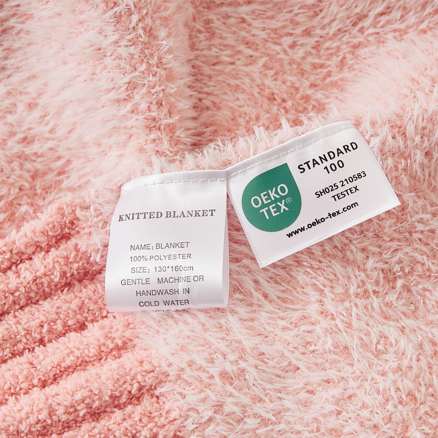 WESHIONGOO Faux Fur Throw Blanket Soft Feather Yarn Knitted Blanket 50x60 Inches Lightweight Breathable Throw for Bed, Couch, Travel - Machine Washable Cozy Home Decor Gift (Pink)