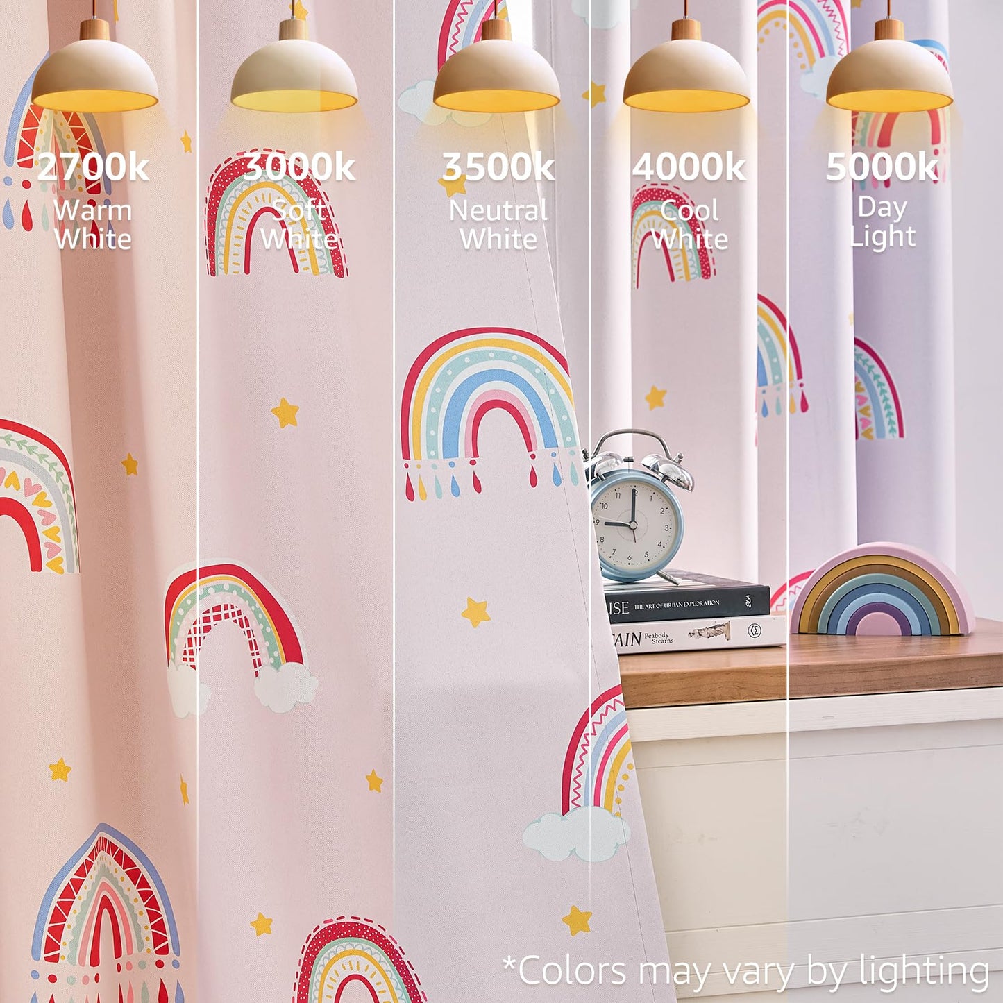Vangao Blackout Curtains for Kids Bedroom Rainbow Pink Nursery Curtains 84 Inch Length Drapes for Teen Girls Thermal Insulated Room Darkening Boho Light Blocking for Living Room Set of 2