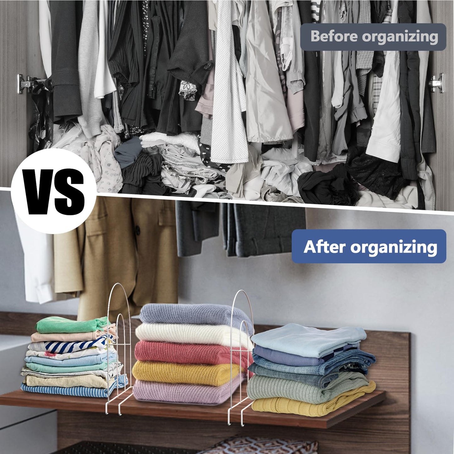 ziroland 12-Pack 12" Tall Shelf Dividers - Closet Shelf Organizer - Easy to Install - No Tool - White PE Coating Steel