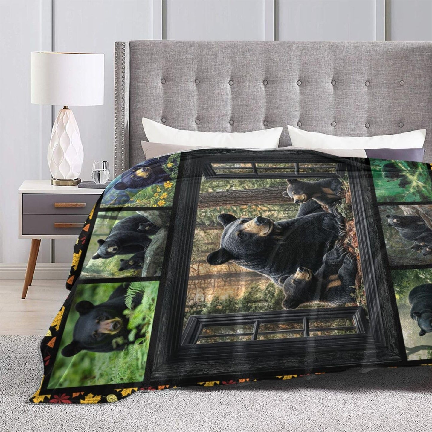 Bear Throw Blanket Farmhouse Bear Blankets Fleece Plush Flannel Super Soft Cozy Warm Lightweight Bears Decor Gifts for Boys Girls Kids Adults Men Women 40" x 50"