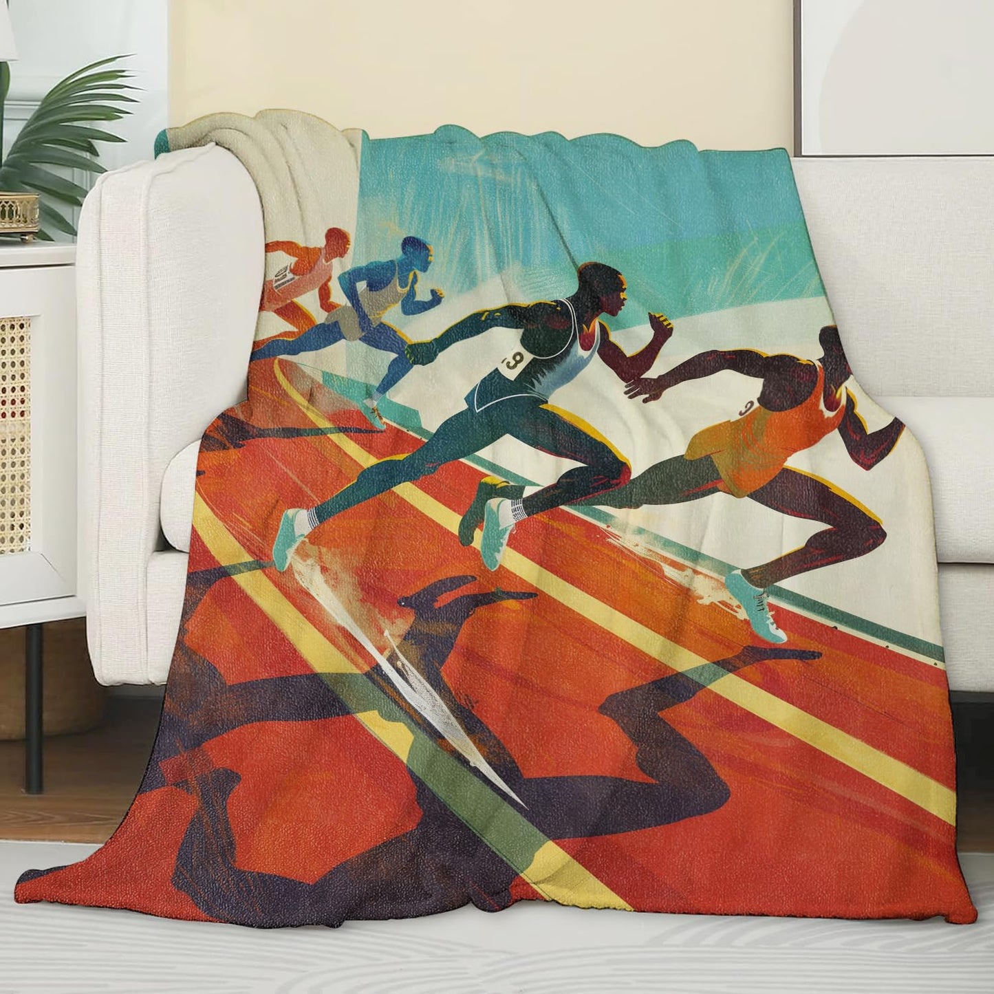 Zeleda Running Blanket for Adults Kids, Flannel Running Blankets Gifts, Running Throw Blanket for Sofa Couch Bed Living Room Soft Warm Cozy Running Runner Decor 60"" x 50""