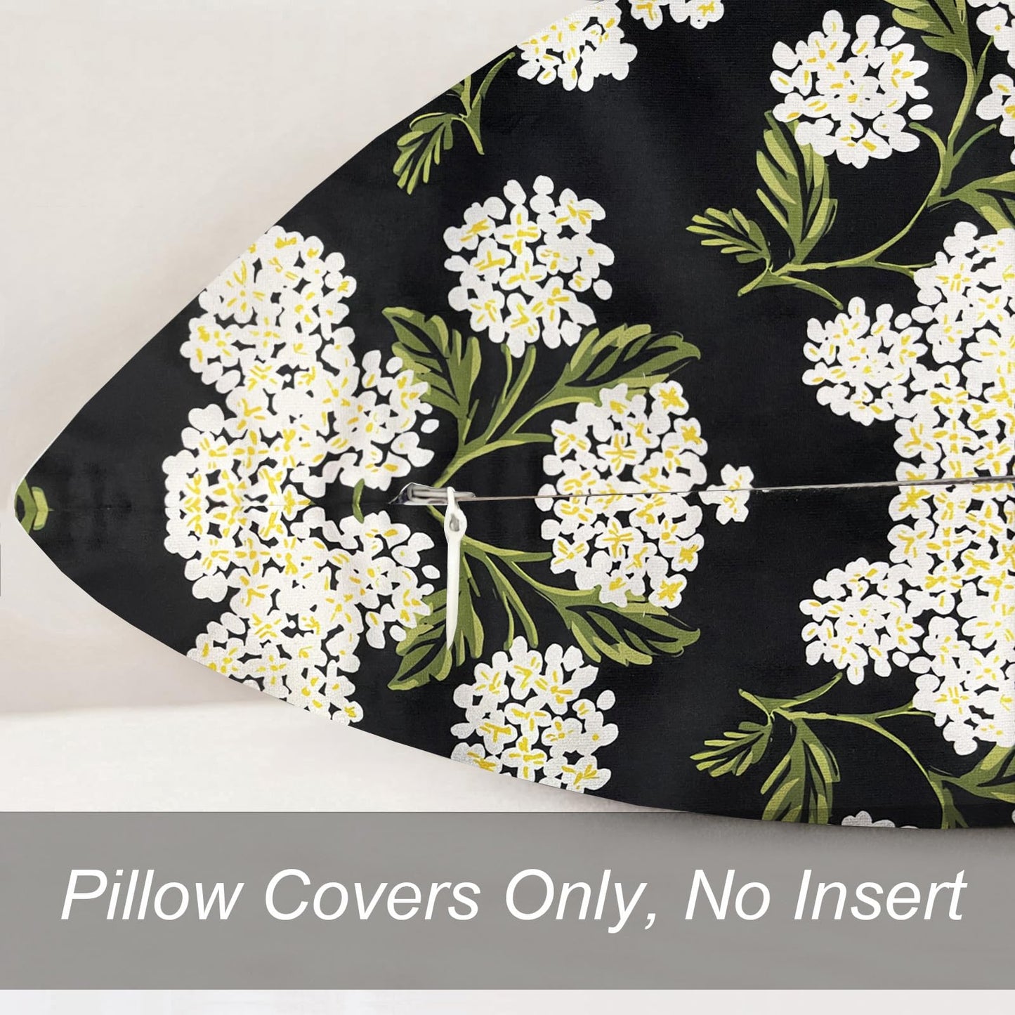 RYSMIYOU Decorative Throw Pillow Covers 18x18 inch Set of 2, Super Soft Black Hydrangea Print Farmhouse Pillow Cases Outdoor Pillow Covers for Couch Sofa Bed Living Room Home Decor Cushion Covers