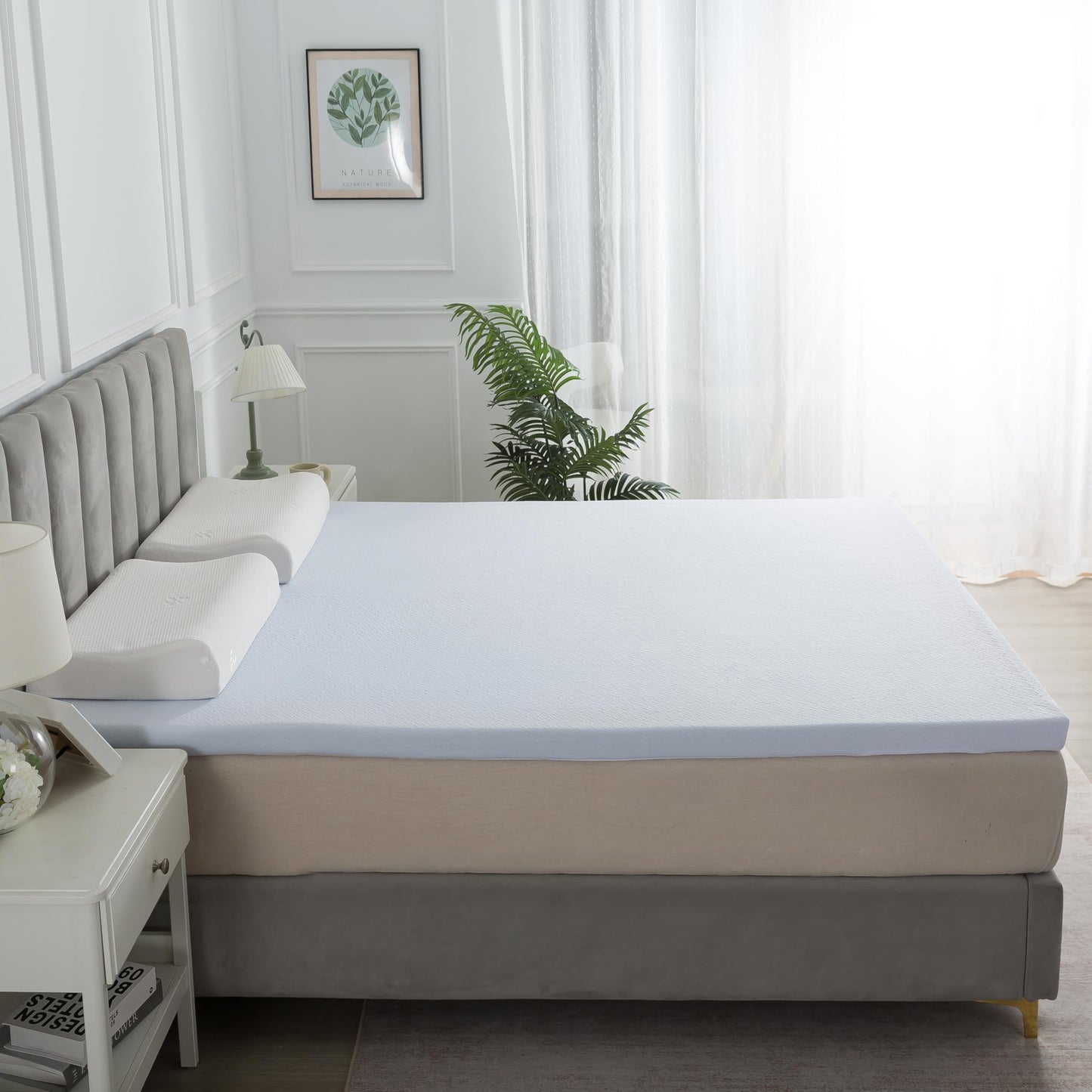 SHOUREN Mattress Topper Cover Only Twin, 2-3 Inch Zippered Mattress Topper Protector with Adjustable Straps, Ultra Soft Breathable Washable Encasement, Secure Fit, White