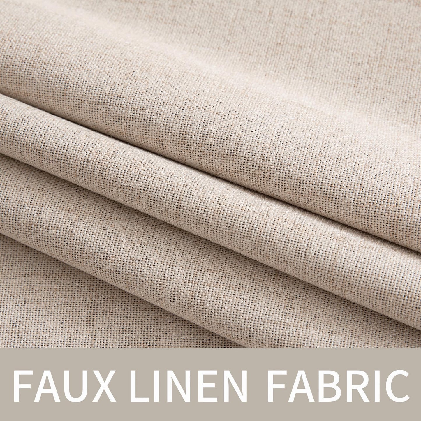 MIULEE 100% Blackout Linen Textured Curtains for Bedroom Solid Thermal Insulated Natural Beige Grommet Room Darkening Curtains & Drapes Luxury Decor for Living Room 52 x 84 Inch (2 Panels)