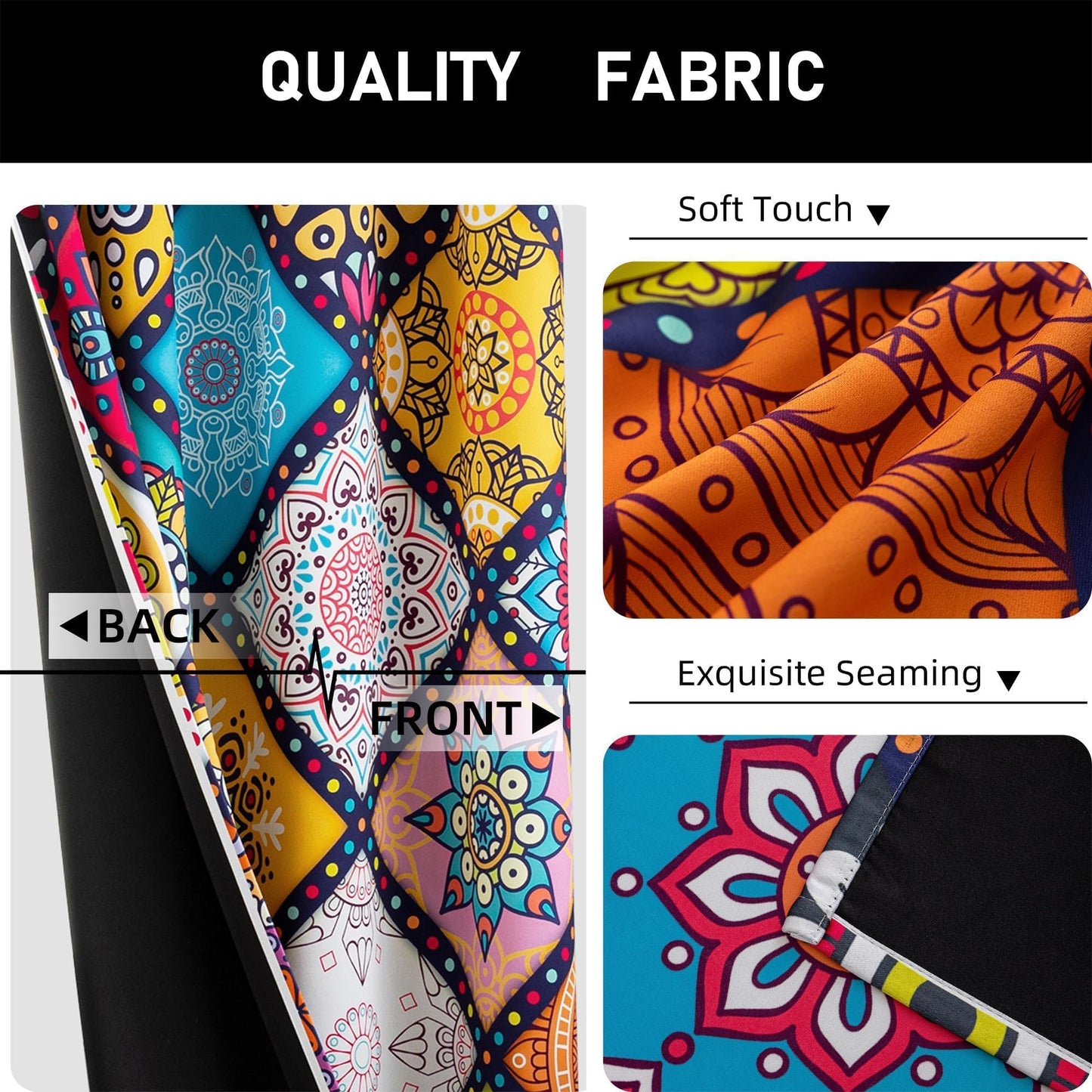 Tyrot Bohemian 100% Blackout Curtains for Bedroom 84 inch Length 2 Panels Set Boho Colorful Mandala Thermal Insulated Room Darkening Window Drapes Patterned Black Out Curtains for Living Room, 52Wx84L