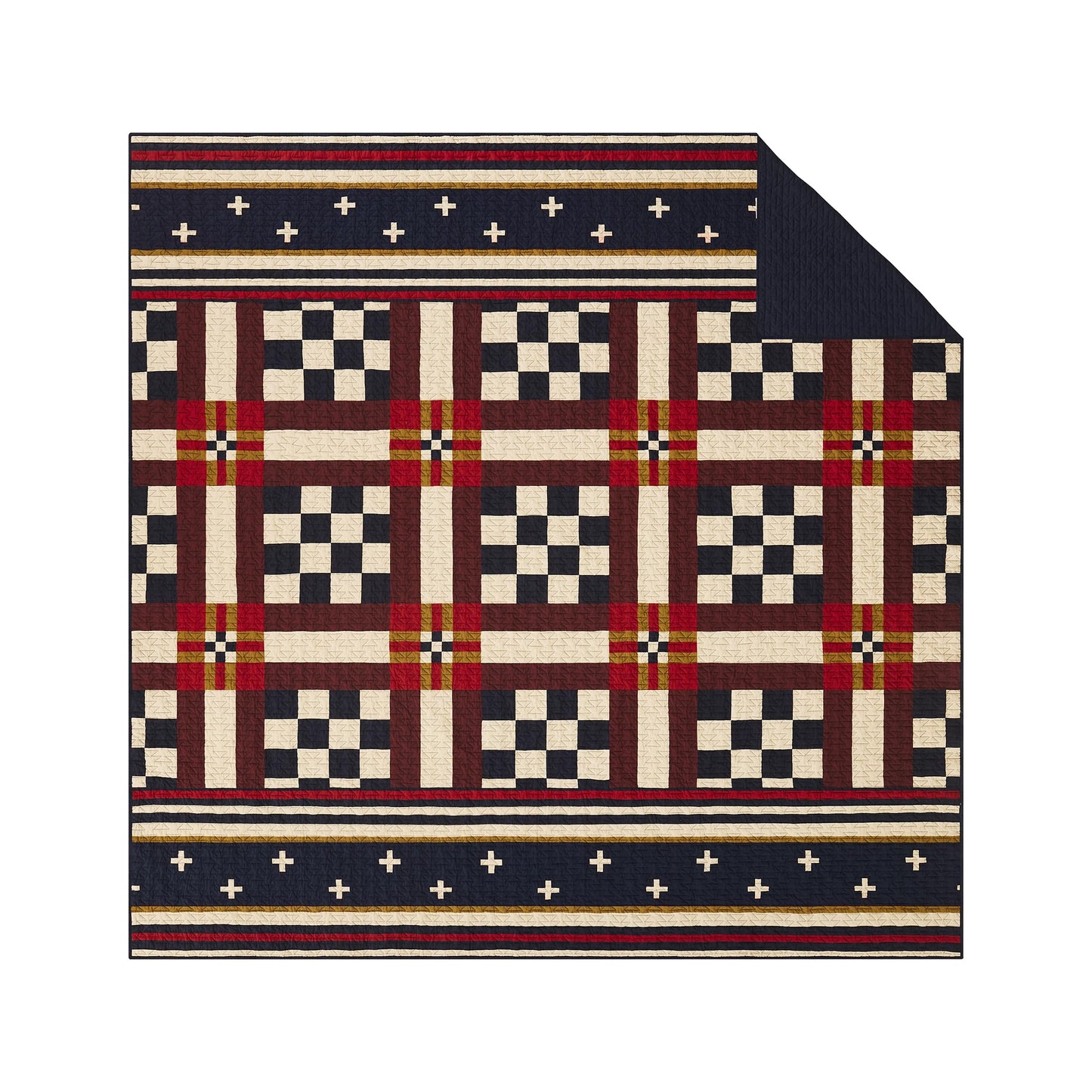 Pendleton Full/Queen Quilt Set – 100% Cotton 3 Piece Quilt Set with Shams, Soft Lightweight Bedding for Queen Size Bed, Blue & Tan Comforter Alternative, Queen Bedding Set (Scout Stripe)