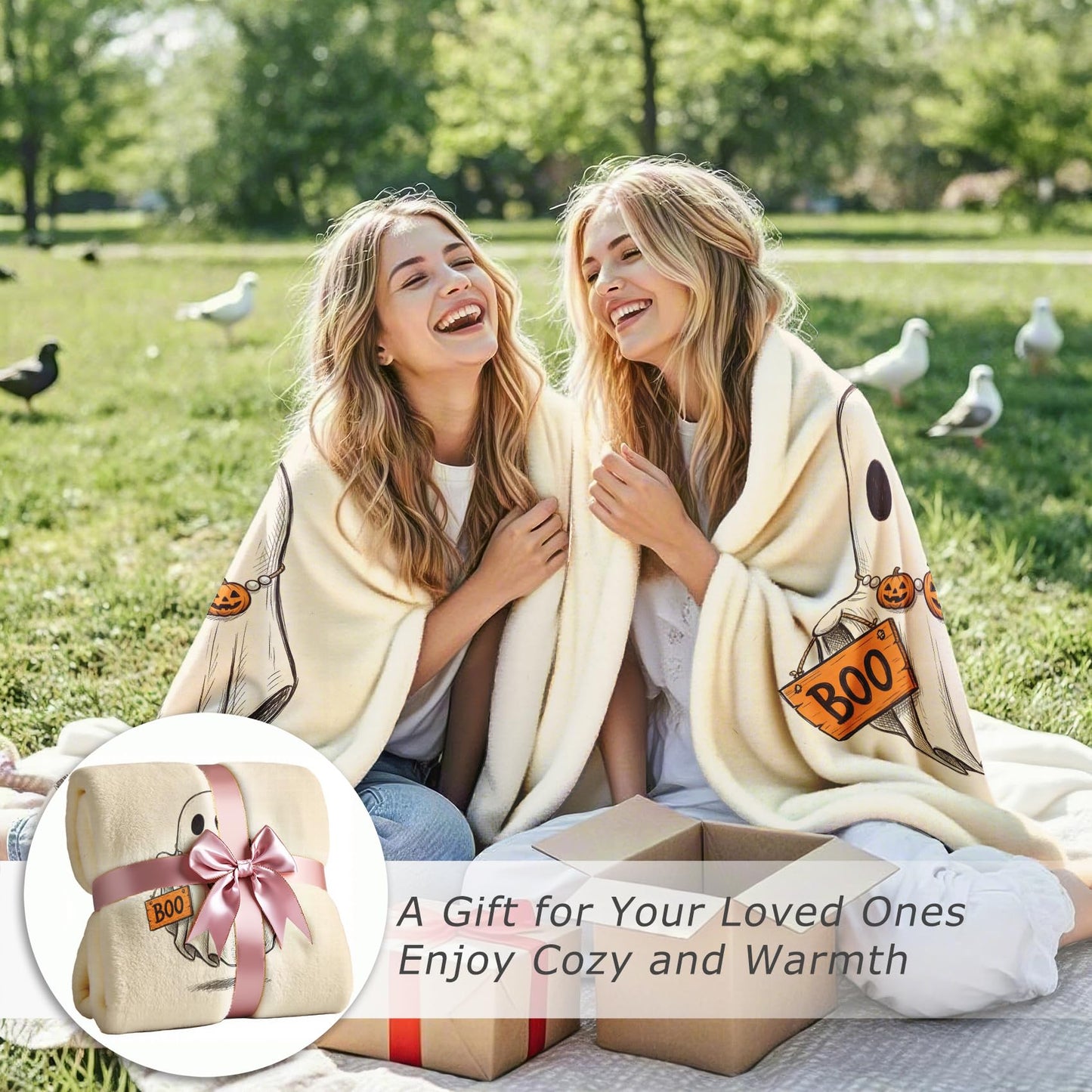 GEDAEUBA Ghost Gifts for Kids - Halloween Pumpkin Boo Fleece Blanket Throw, Soft Cozy Blankets & Throws for Couch, Bed, and Sofa, 50x60 inches