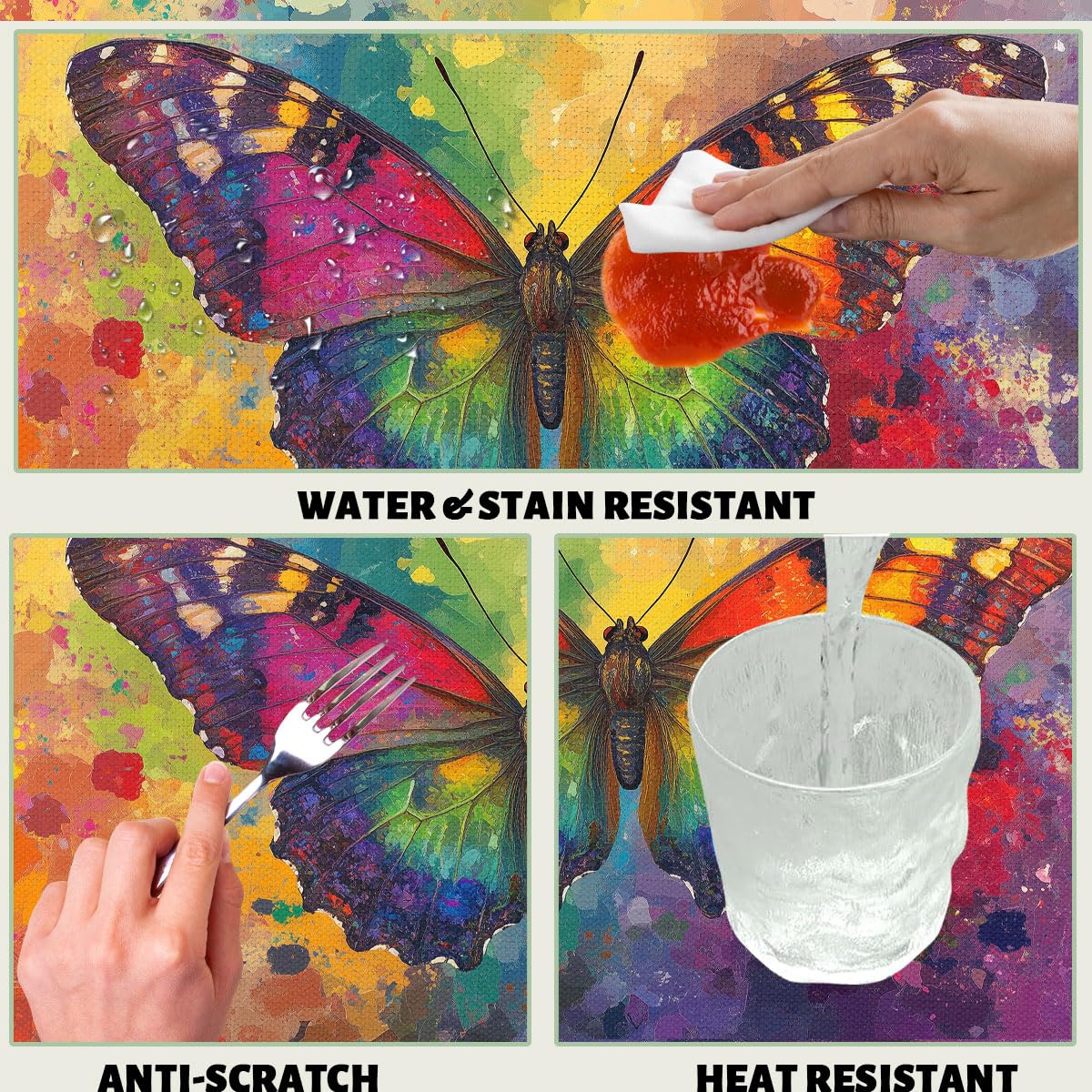 XYJFZL Butterfly Table Cloth Abstract Colorful Butterfly Rectangle Kitchen Table Cover Oblong Tablecloth for Dining Table Buffet Parties Patio Camping 52 x 70 Inch 4-6 Seats