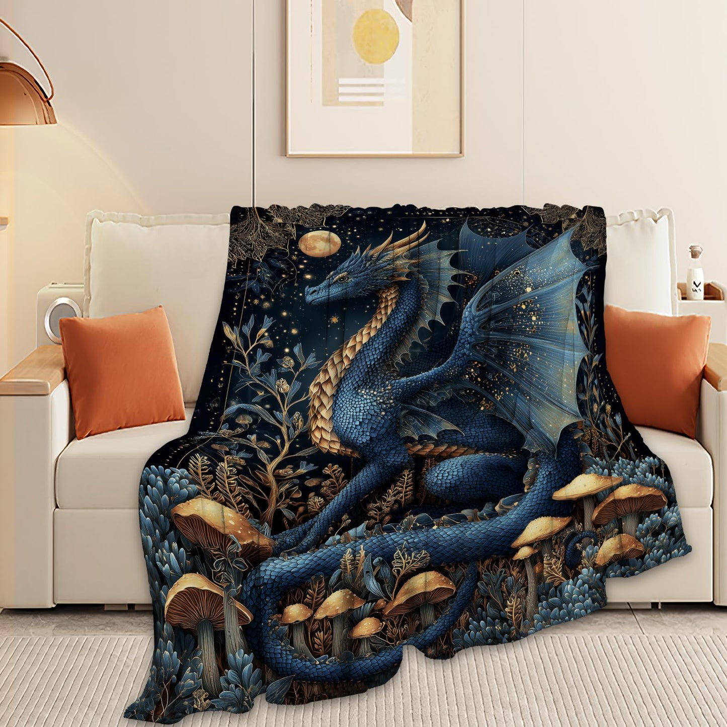 Dragon Blanket Super Soft Warm Fluffy Fleece Flannel Fantasy Animal Throw Blanket Cozy Fuzzy Plush Stuff Bedding Blankets Gifts for Women Kids Boys Girls Adults 50"X40"