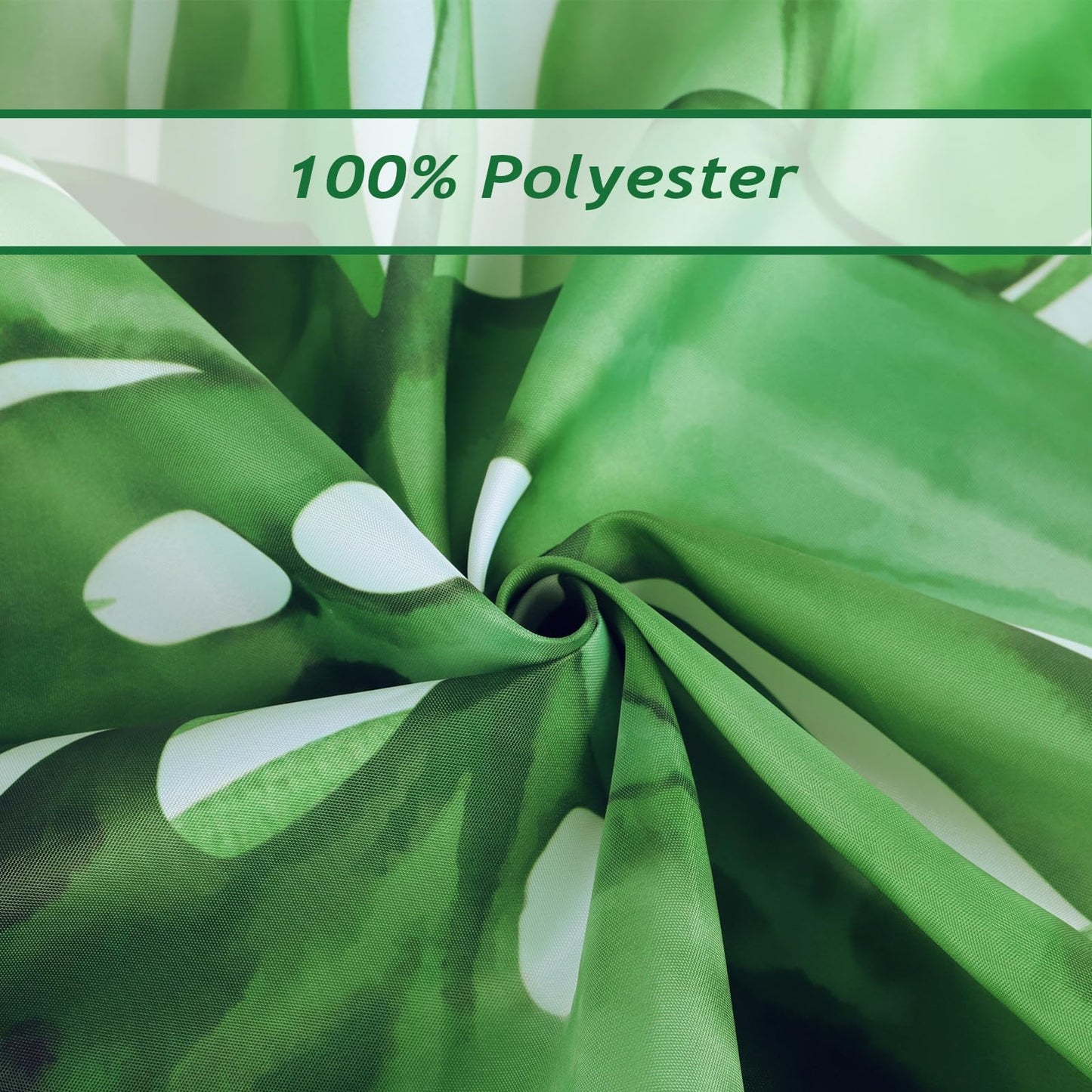 Bonhause Tropical Leaves Shower Curtain Green Palm Monstera Leaf Decorative Bath Curtain 72 x 72 Inch Polyester Fabric Waterproof Bathroom Curtain with 12 Hooks