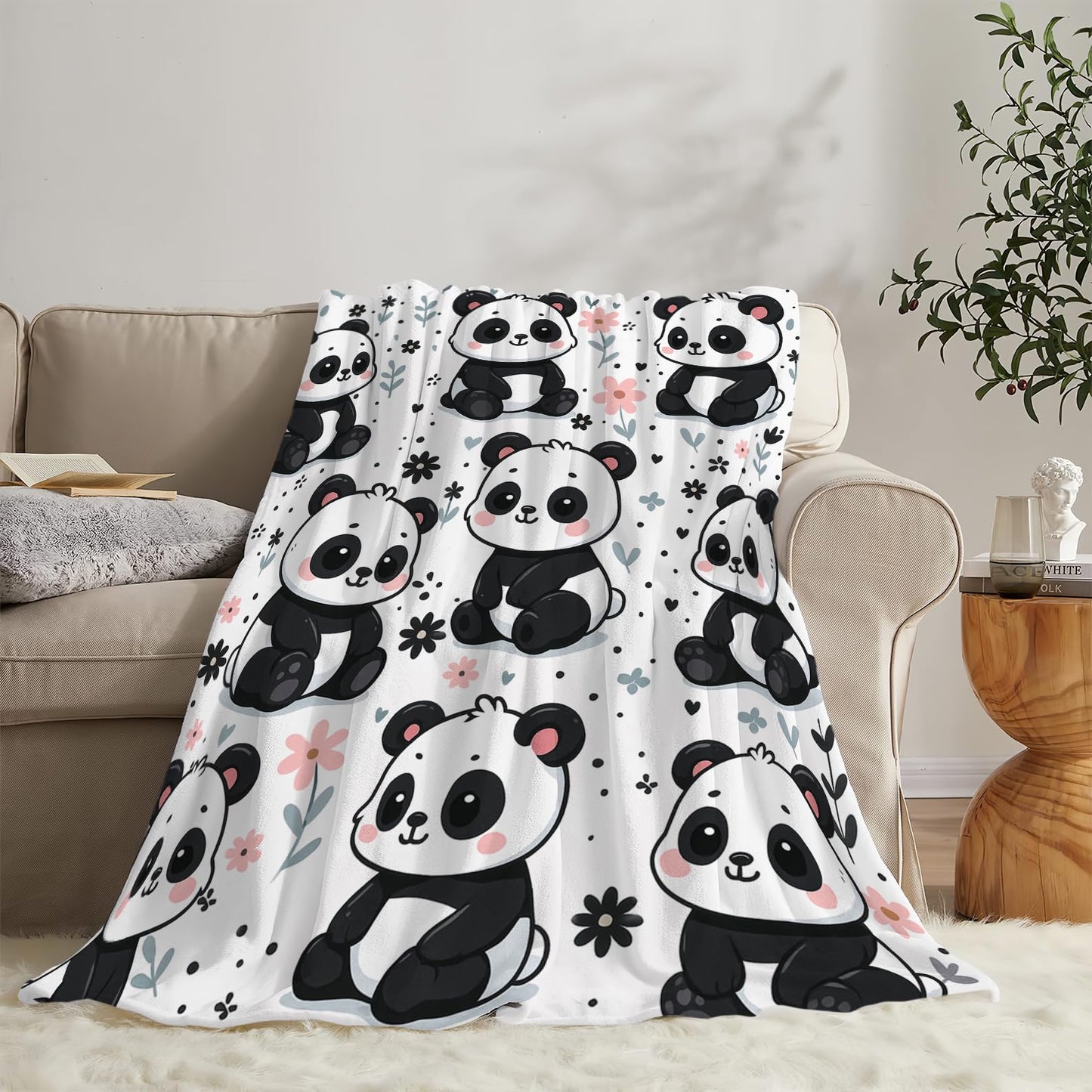Panda Blanket Cute Pandas Throw Blanket Soft Warm Cozy Fleece Fuzzy Plush Flannel Blankets Gifts for Girls Women Boys Kids Adults 40"X50"