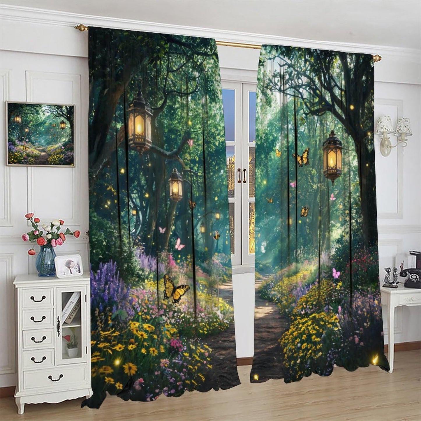 UFUH Fantasy Forest Curtains,Nature Spring Scenery Landscape Blackout Window Treatments for Bedroom Living Room,2 Panels Set Total Size 42 x 45 Inch