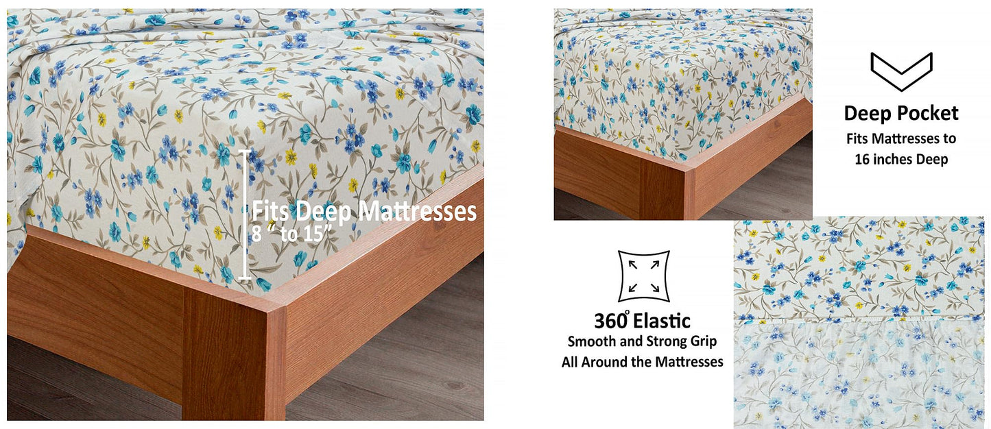 Bliss Casa 4-Piece 100% Cotton Extra Soft Flannel Sheet Set Full - Double Brushed Deep Pockets, Breathable Full Size Flannel Sheets - Warm and Cozy Bed Sheets - All Seasons Heavyweight Bed Set