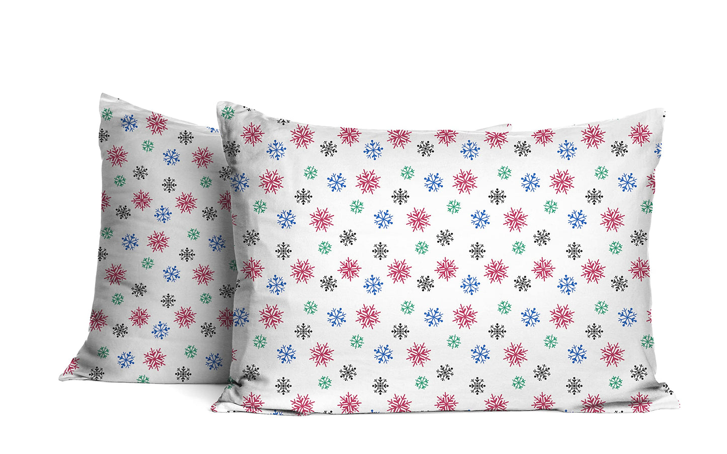 Pointehaven Flannel 170 GSM Sheet Set,Queen Snow Flakes Multi