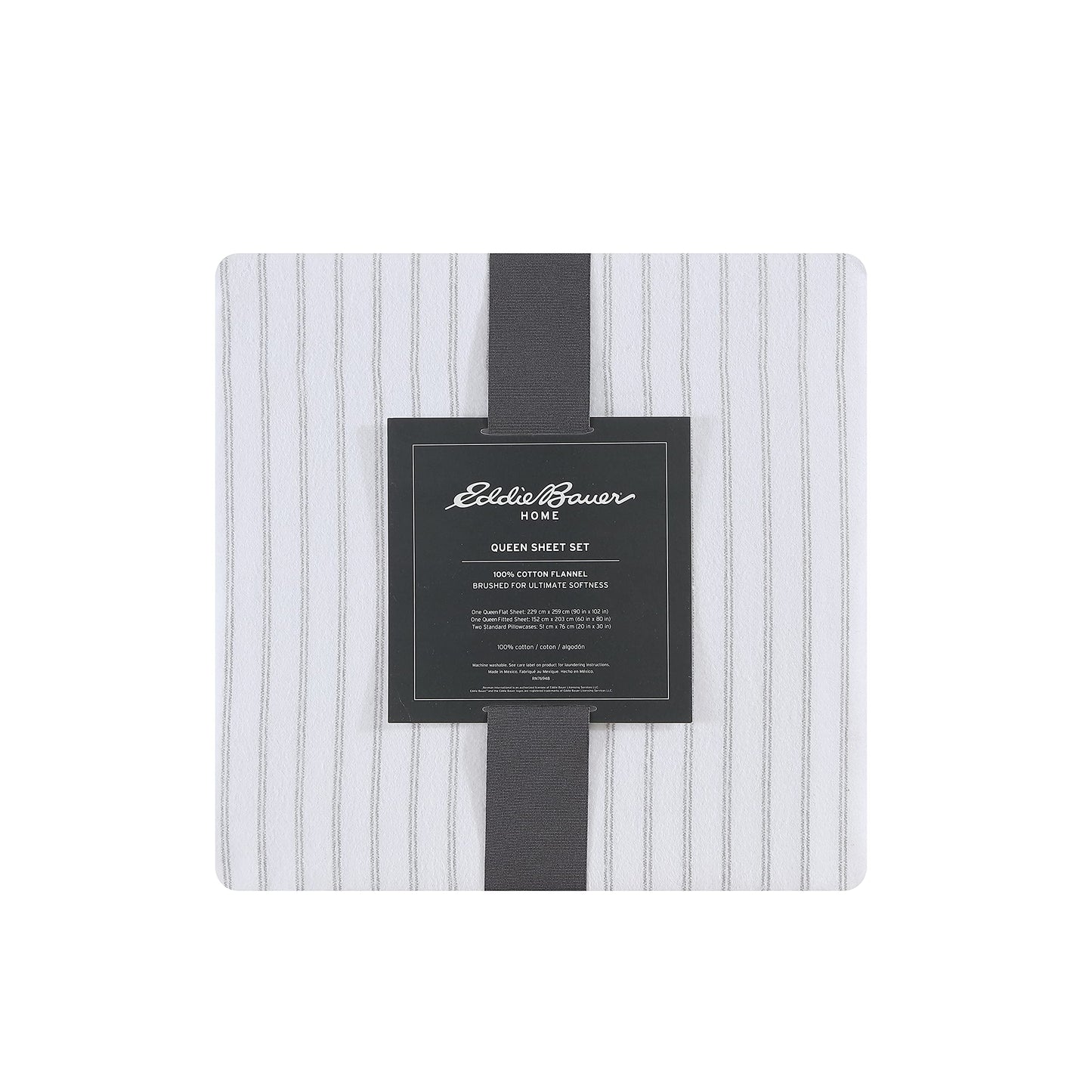 Eddie Bauer - Flannel Sheets King Size, Anti-Pilling & Wrinkle Resistant Cotton, Touchably Soft for All-Season Comfort - Bed Sheets with Matching Pillowcases & Fitted Sheet (Trail Stripe Grey)