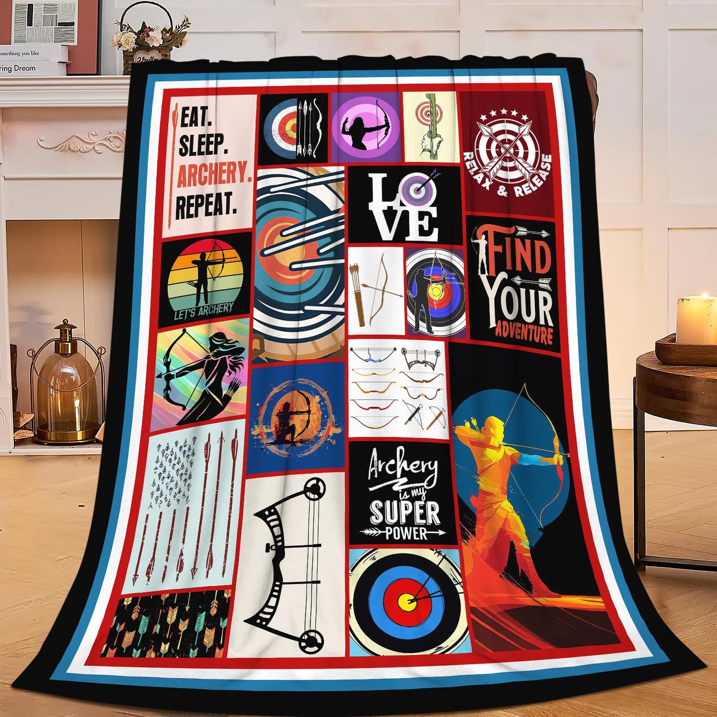 Archery Throw Blanket Sports Blankets Fleece Plush Flannel Super Soft Cozy Warm Lightweight Archery Sports Decor Gifts for Boys Girls Kids Adults Men Women 40" x 50"