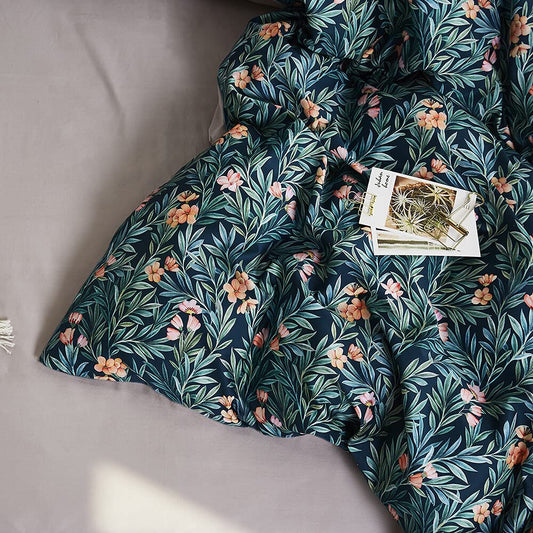Cupocupa Duvet Cover Queen Size Set Boho Floral Pattern Duvet Cover Queen for Queen Size Bed Vintage Soft Bedding Leaf Print Paisley with Pillowcases