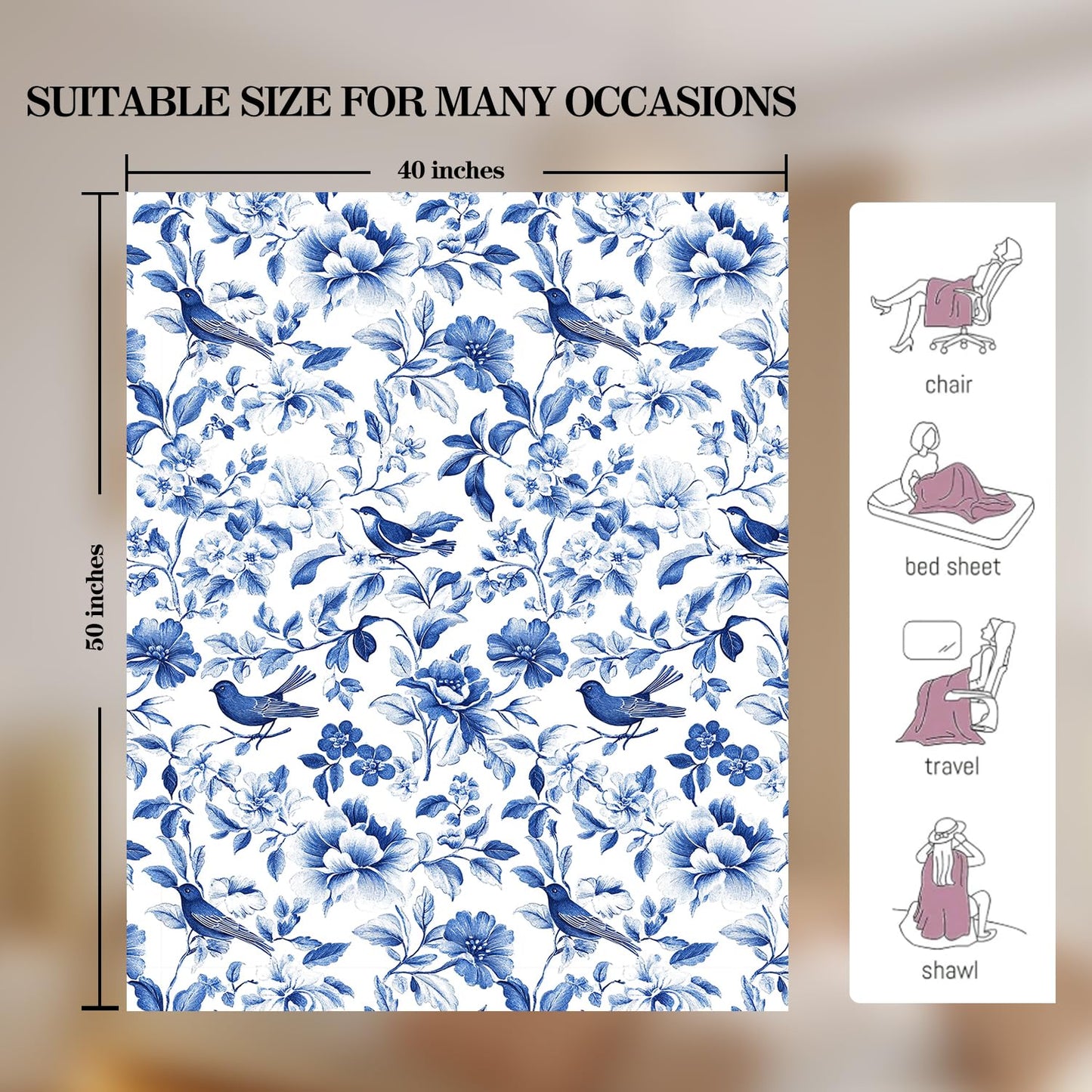Flower Blanket Blanket Floral Fleece Throw Blanket Super Soft Fuzzy Plush Cozy Warm Floral Decor Bedding Blankets Gift for Boys Girls Men Women Kids & Adult 50"X40"