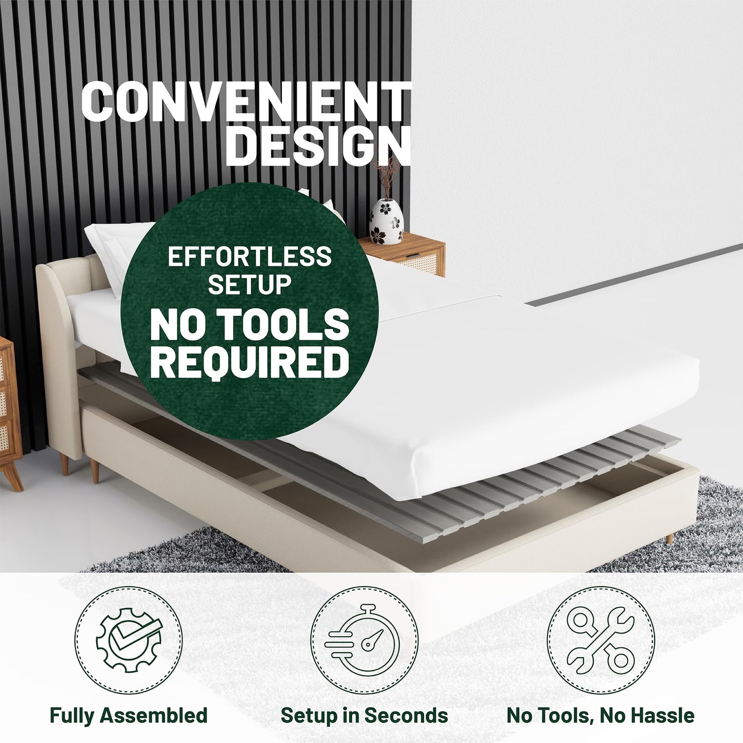 Zayton, Wooden Twin Bed Slats for Support Under Mattress with Cover – Replacement Wood Slats for Twin Size Bed Frame – Under Mattress Support Without Extra Height – 2.38-Inch Standard Width