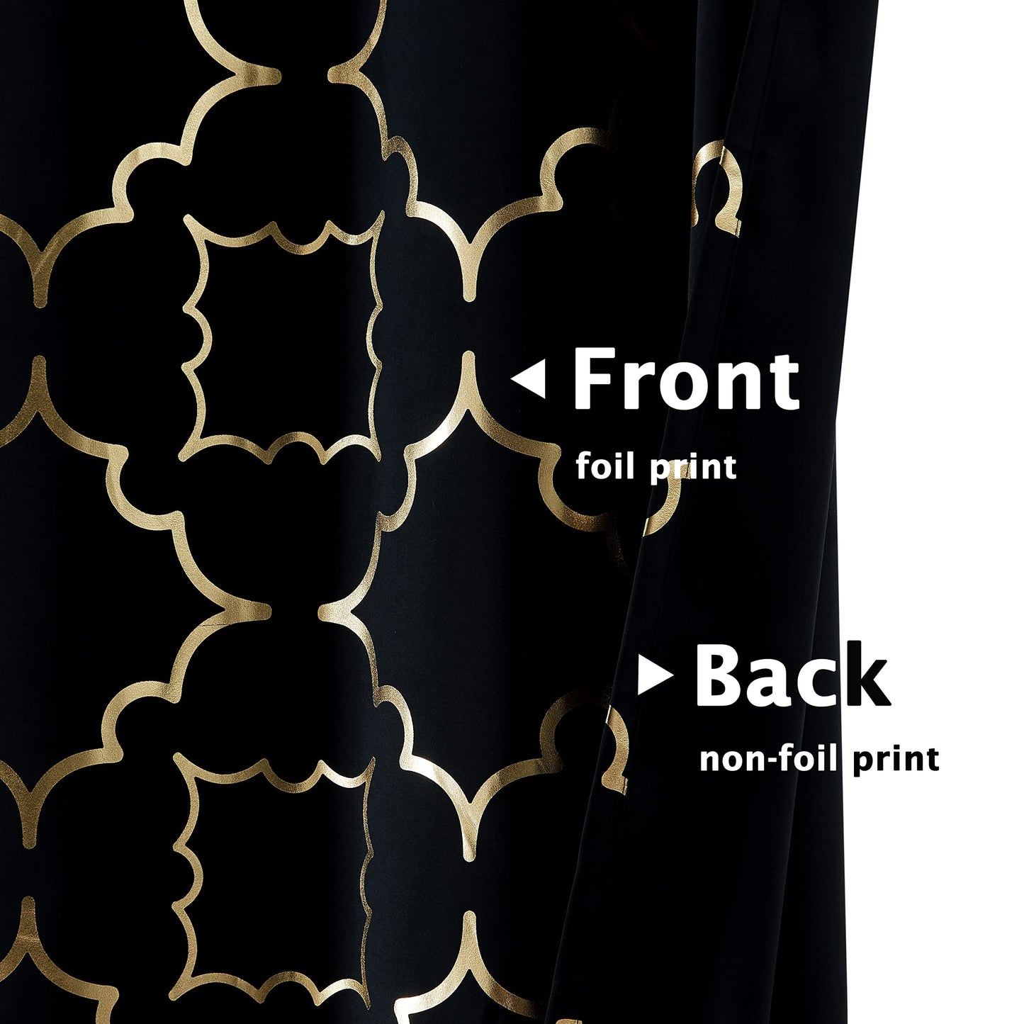 Purainbow Black Blackout Curtains for Bedroom Living Room with Gold Foil Print Panels Room Darkening Energy Saving Grommet 95% Blackout Drapes for Patio Hall Studio, 2 Panels, 52" Wx63 L
