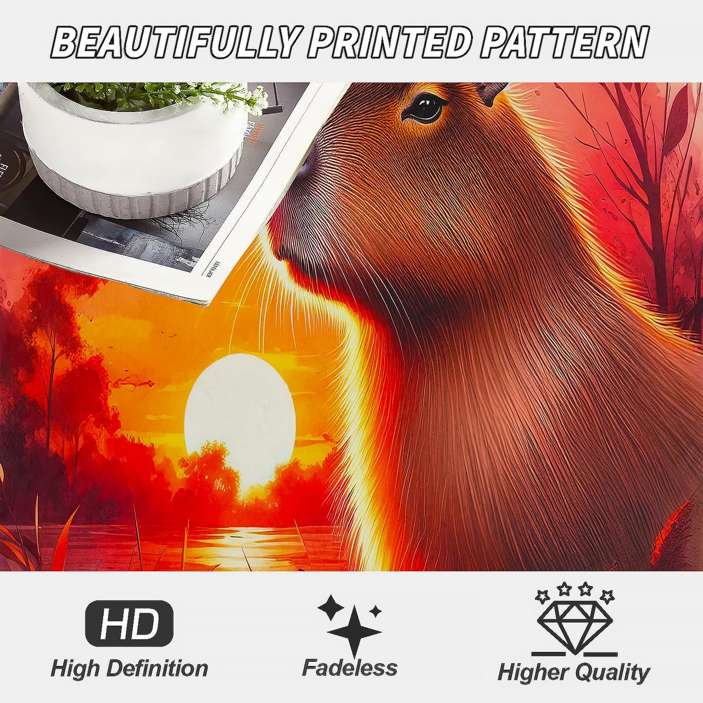 YISUMEI Capybara Gifts Throw Blanket, 50"x60", Sunset Capybara Design Cozy Blanket for Women, Kids and Teens, Ultra Soft Plush Fleece Flannel Blanket for Couch & Bed, Room Decor