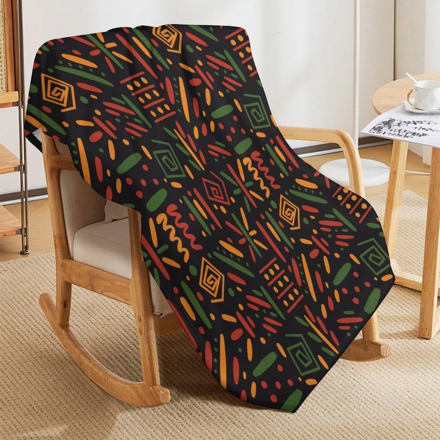 ZhiRain Traditional African Throw Blanket African Black History Month Juneteenth Blankets for Sofa Bed Couch Chair Or Dorm 50"x60"
