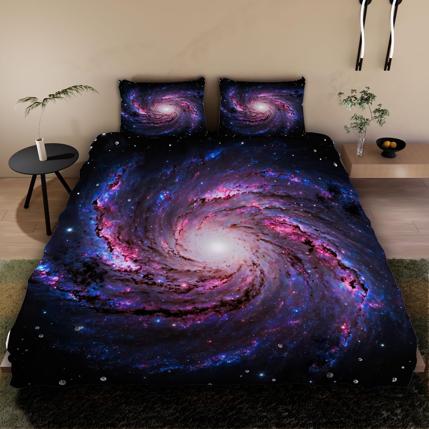 3D Starry Sky Duvet Cover Queen Size 90x90in Washed Ultra Soft Breathable Microfiber Universe Bedding Set Zipper Closure Comforter Cover 3 Pieces with 2 Pillow Shams(WJT 44-1)