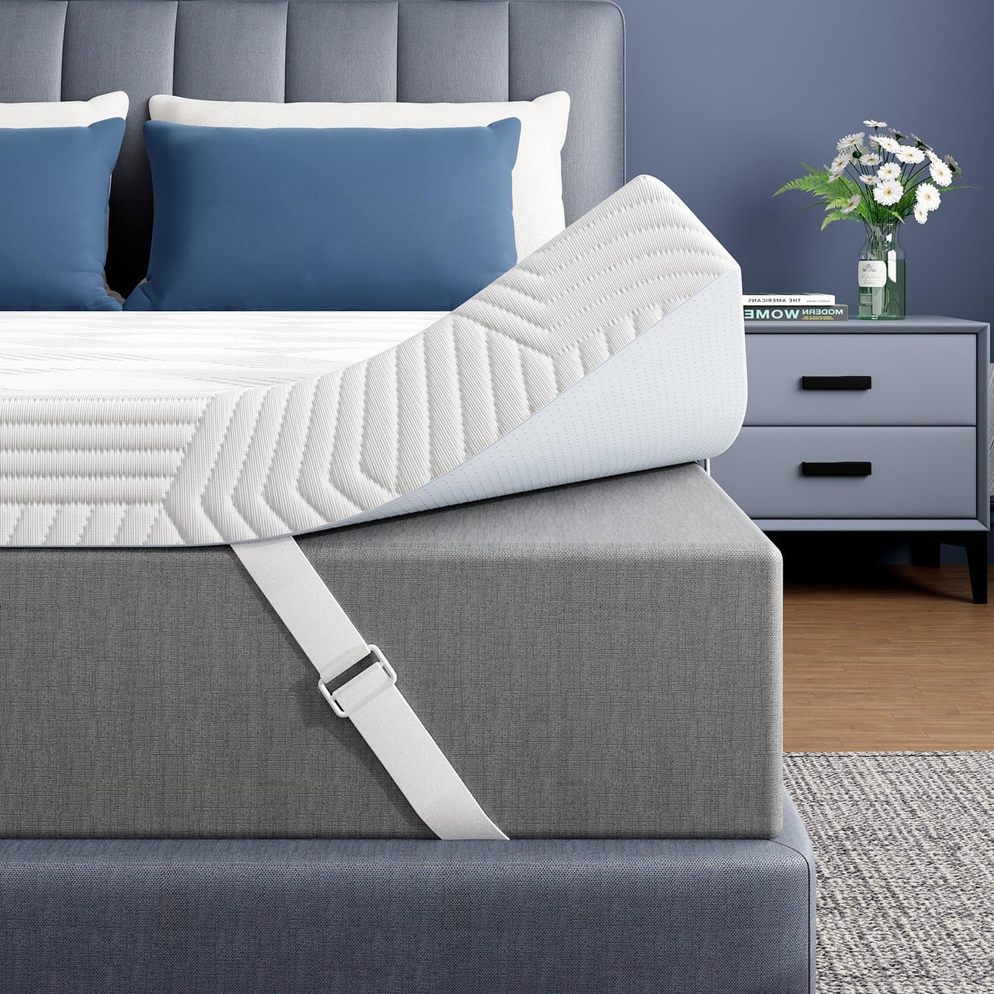 ELEMUSE 2 Inch Gel Memory Foam Mattress Topper King Size Pressure-Relieving Mattress Topper for Back Pain,Non-Slip Design with Removable & Washable Cover, CertiPUR-US
