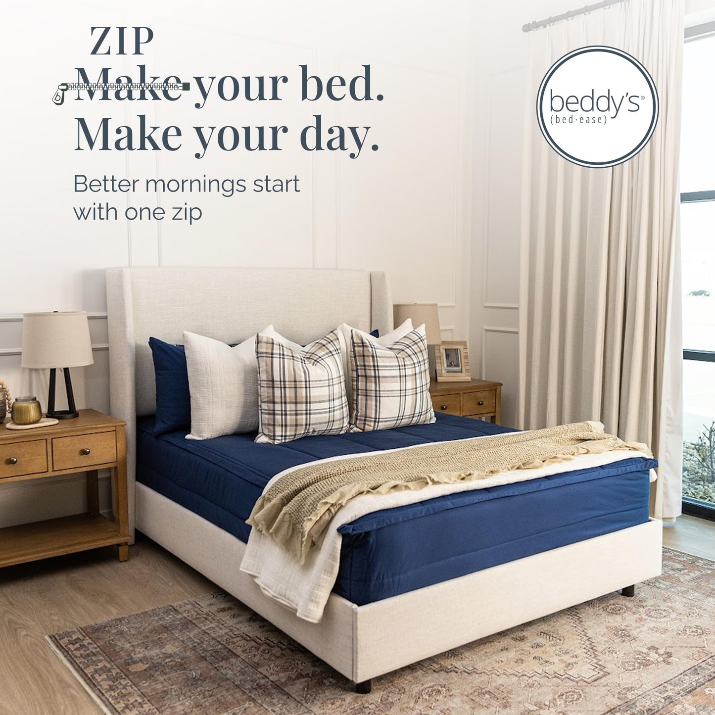 Beddy's Navy Blue All-in-One Zipper Bedding Set - Minky Lined - Twin