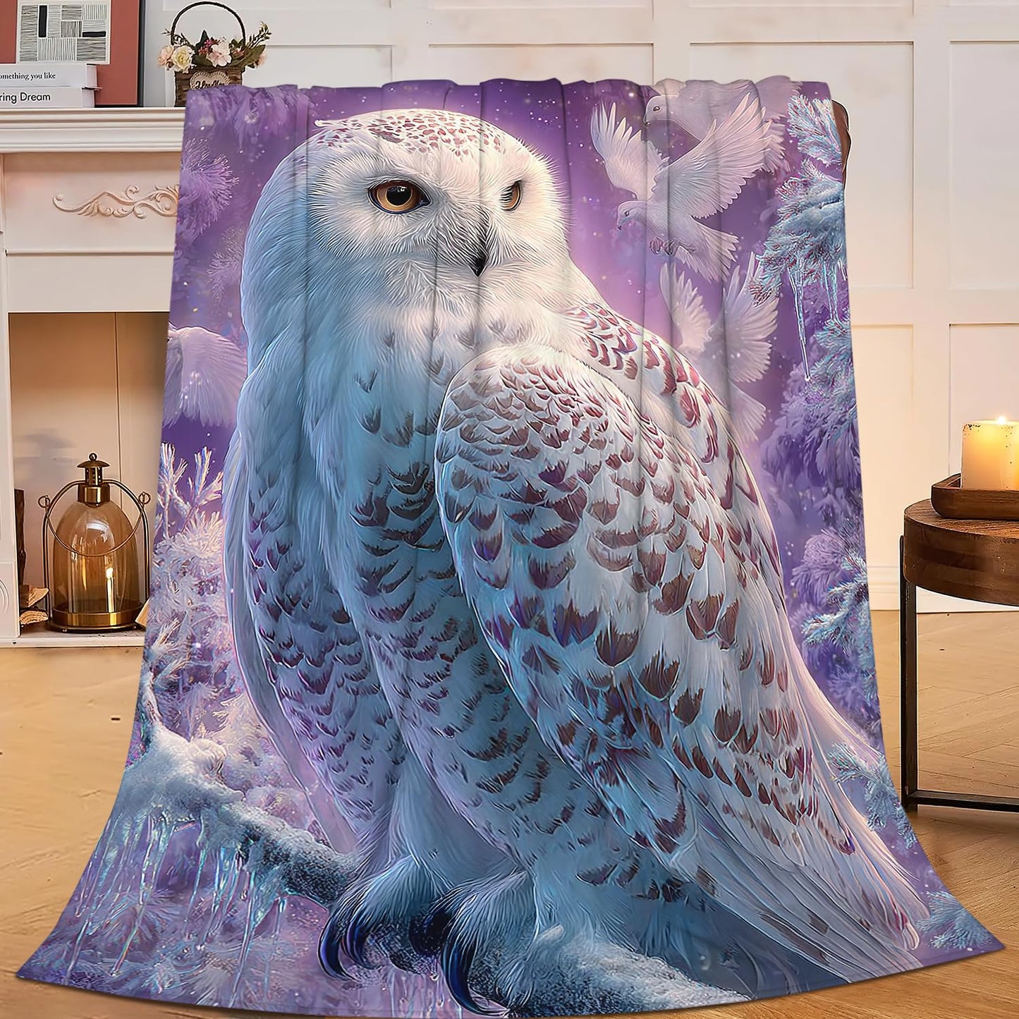 Owl Blanket Inspiring Owls Animal Blankets Fleece Plush Flannel Super Soft Cozy Fuzzy Warm Lightweight Stuff Owl Decor Gifts for Boys Girls Kids Adults Men Women 40" x 50"