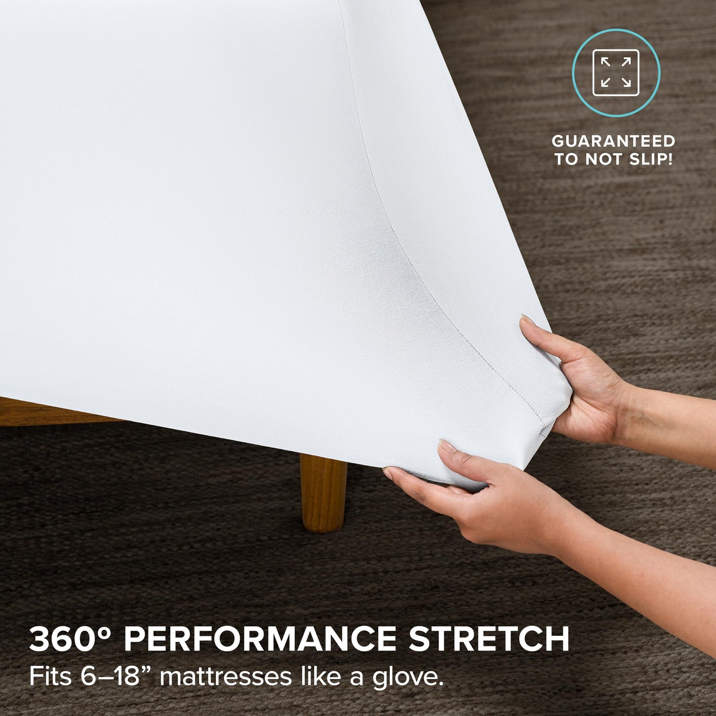 Bare Home Cooling Performance Jersey Knit Stretch Sheet Set, Moisture-Wicking & Breathable, 4-Way Stretch Bed Sheets, Envelope Pillowcases (Full, White)