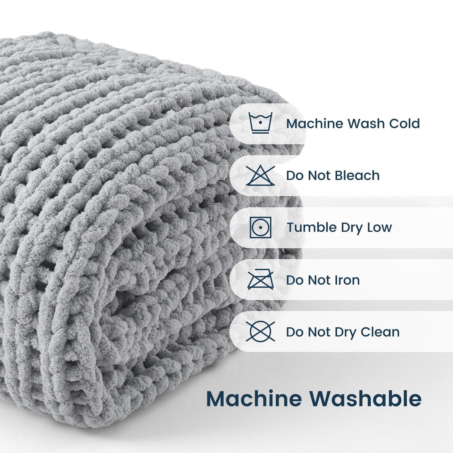 SLEEP ZONE Chunky Knit Throw Blanket for Couch, Throw Blankets for Bed - Hand Made Cozy Soft Large Rope Knot Heavy Blankets Home Decor (Grey, 40x50in)