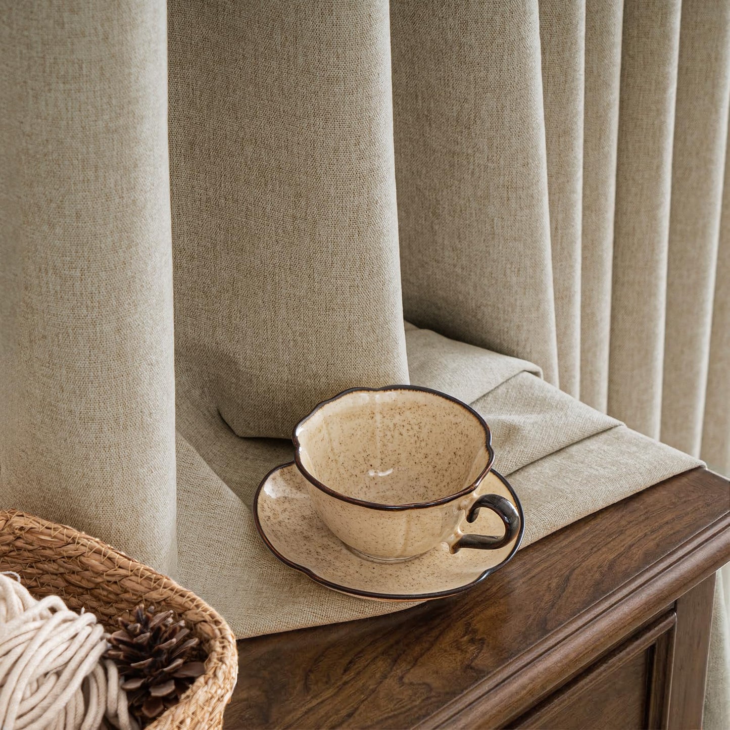 HushLoom 100% Blackout Curtains for Bedroom, Luxury Chenille Thermal Insulated Drapes for Living Room, Energy Saving Room Darkening 84 Inch Long Curtains, Grommet Top, 2 Panels, 52" W x 84" L, Khaki