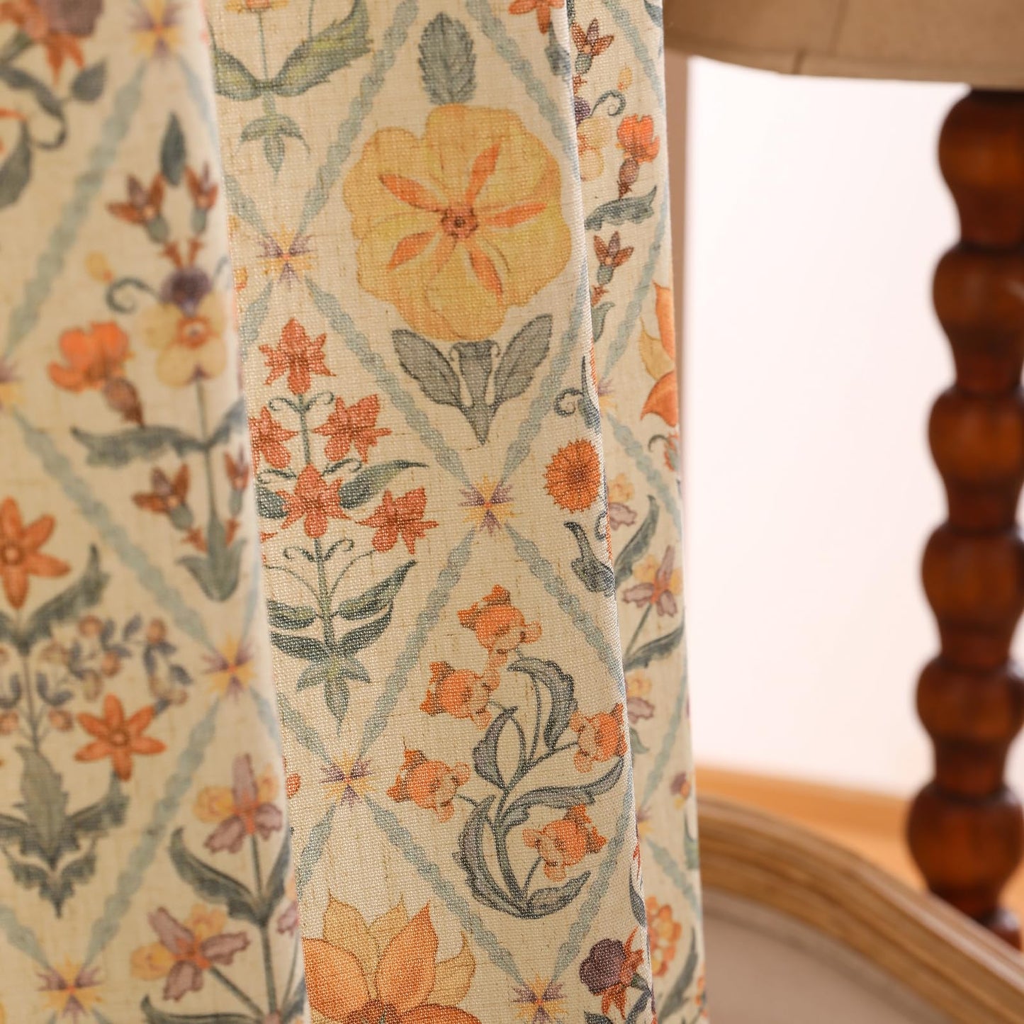 ISAENNE Designer French Linen Printed Curtains,2 Panels,63"x65"-Floralsea