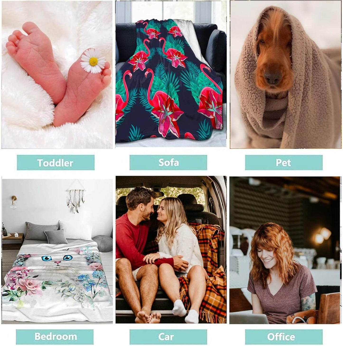 Gbuzozie Cute Sheep Blue Background Fleece Blanket Lightweight Ultra-Soft Throw Blanket for Sofa Couch Bed Camping Travel - Super Soft Cozy Microfiber Blanket 60"X50"