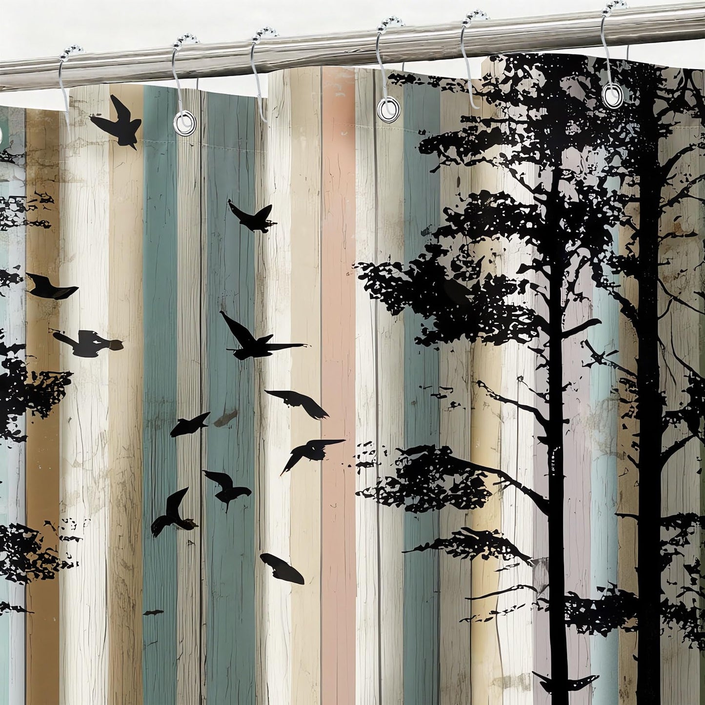 mutakin Rustic Deer Shower Curtain Cabin Farmhouse Lodge Shower Curtains for Bathroom Waterproof Fabric Bath Curtain Decor with Hooks